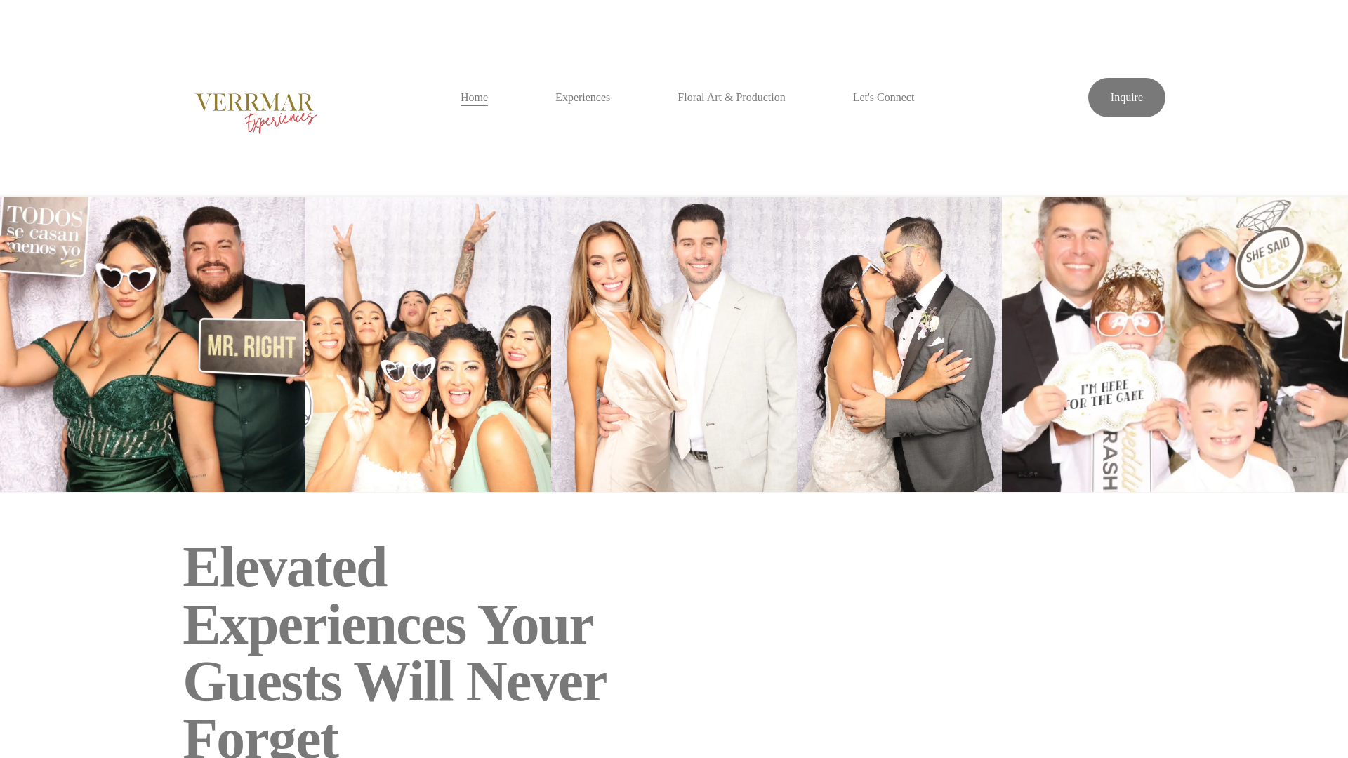 website screenshot of https://verrmarexperiences.com/