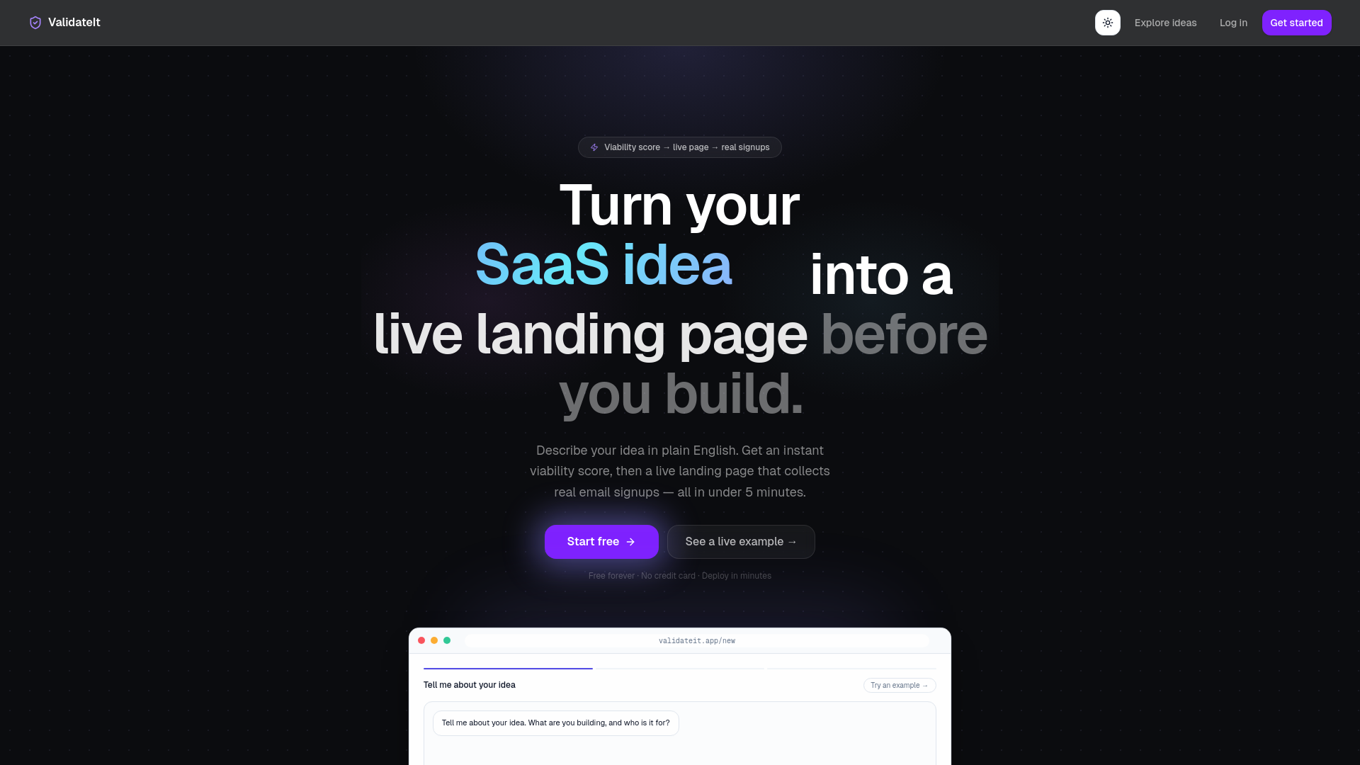 website screenshot of https://validateitnow.xyz/