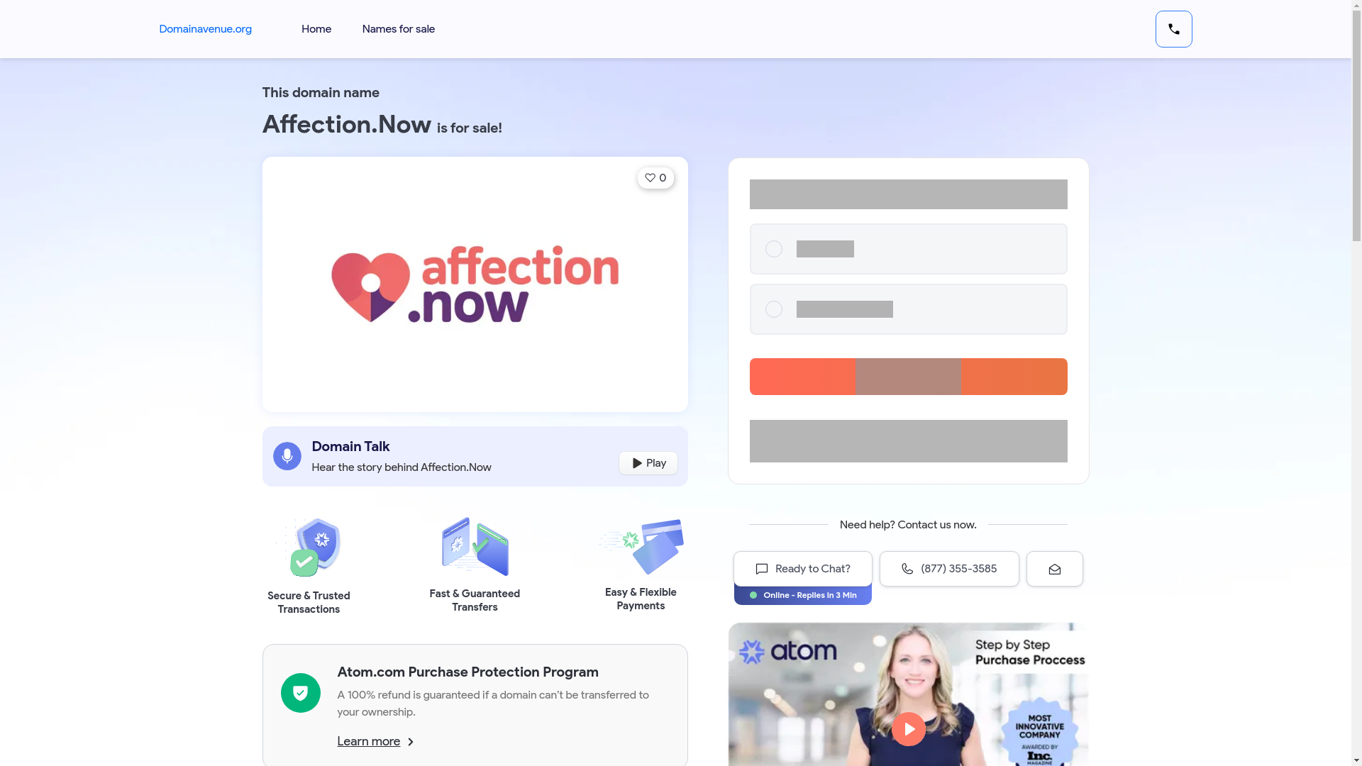 website screenshot of https://affection.now/