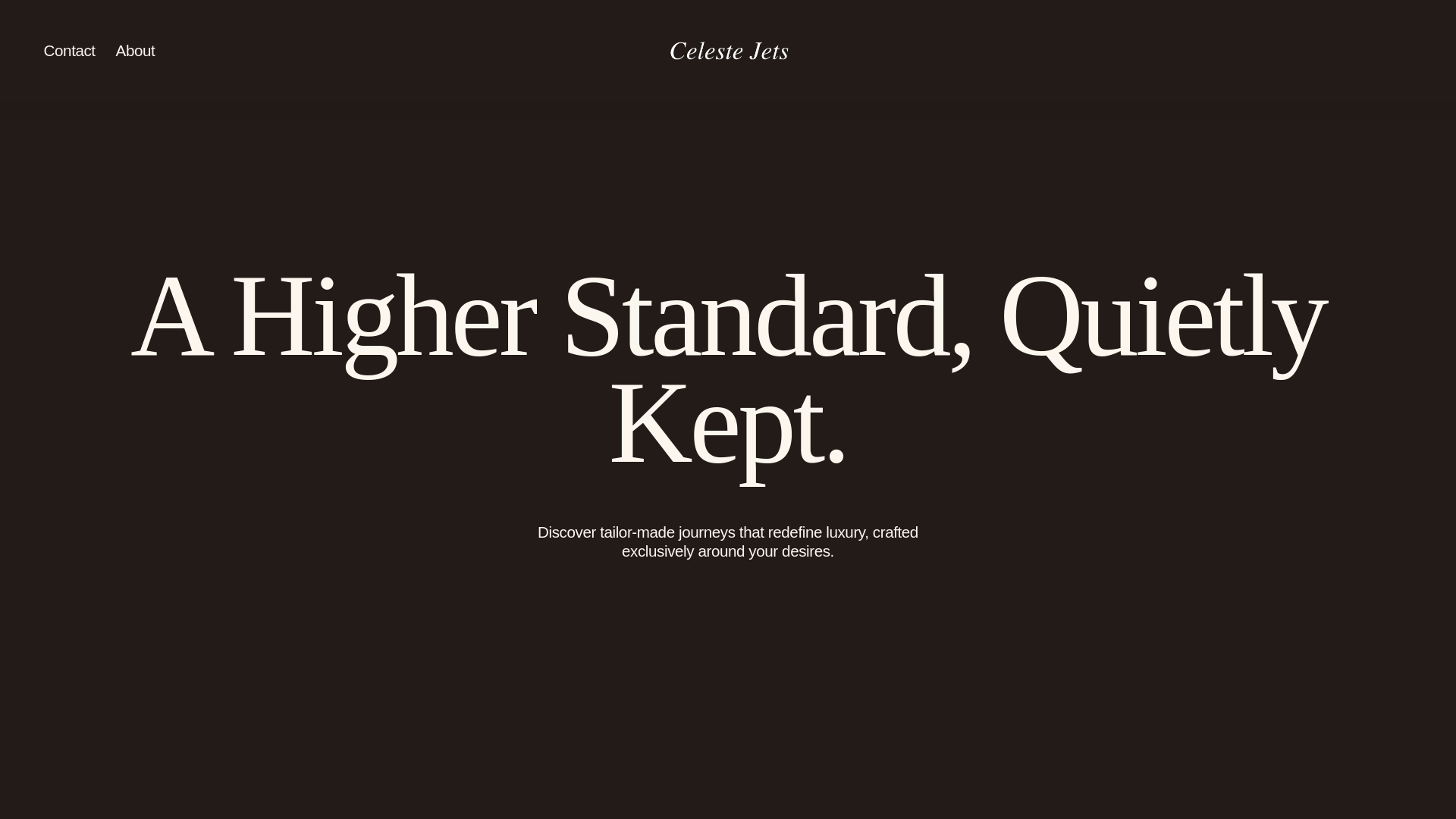 website screenshot of https://celestejets.com/