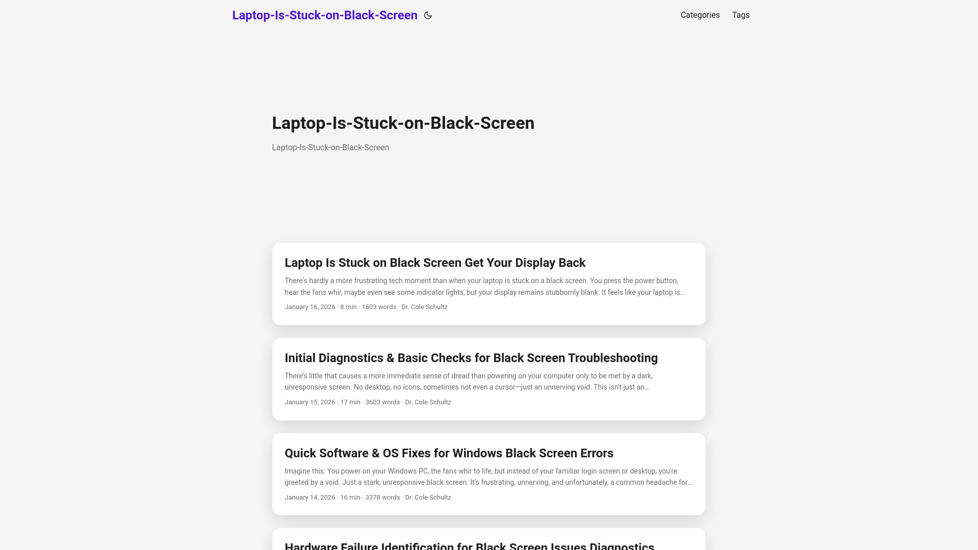 website screenshot of https://laptop-is-stuck-on-black-screen.pages.dev/