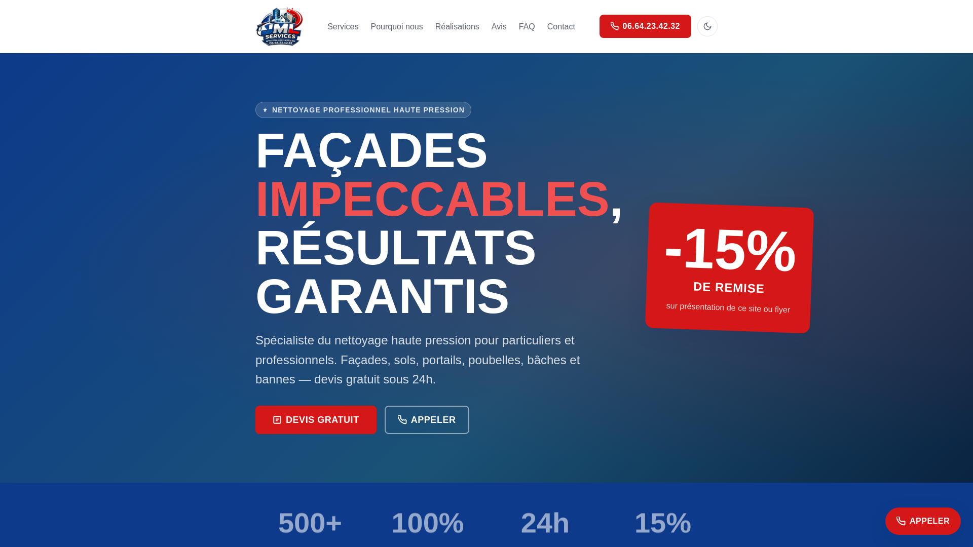 website screenshot of https://jmlservices83.fr