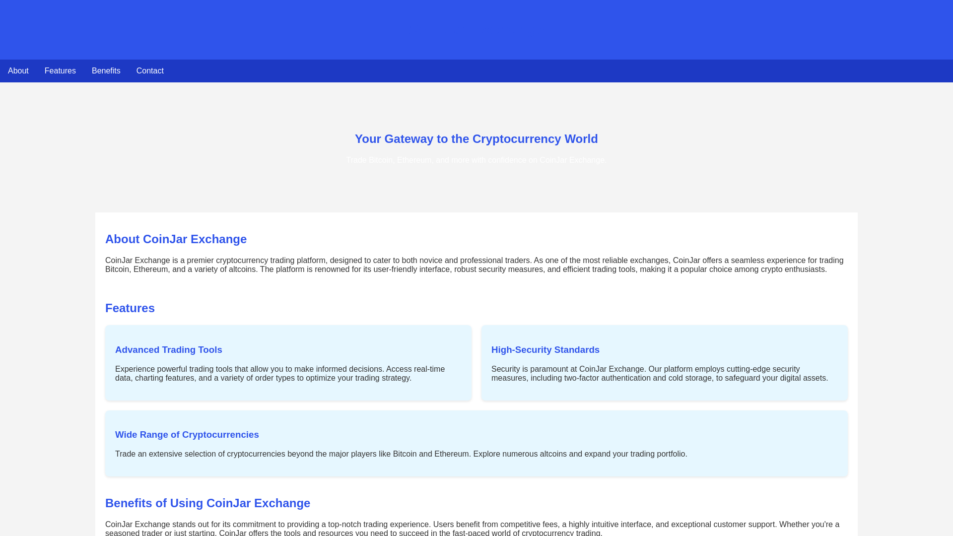 website screenshot of https://coinjarexchanges.live