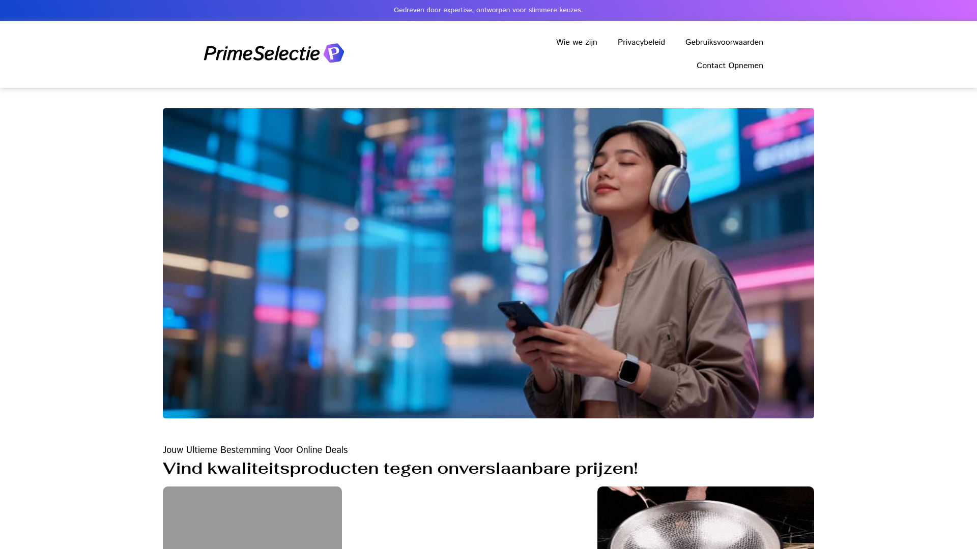 website screenshot of https://primeselectie.com/