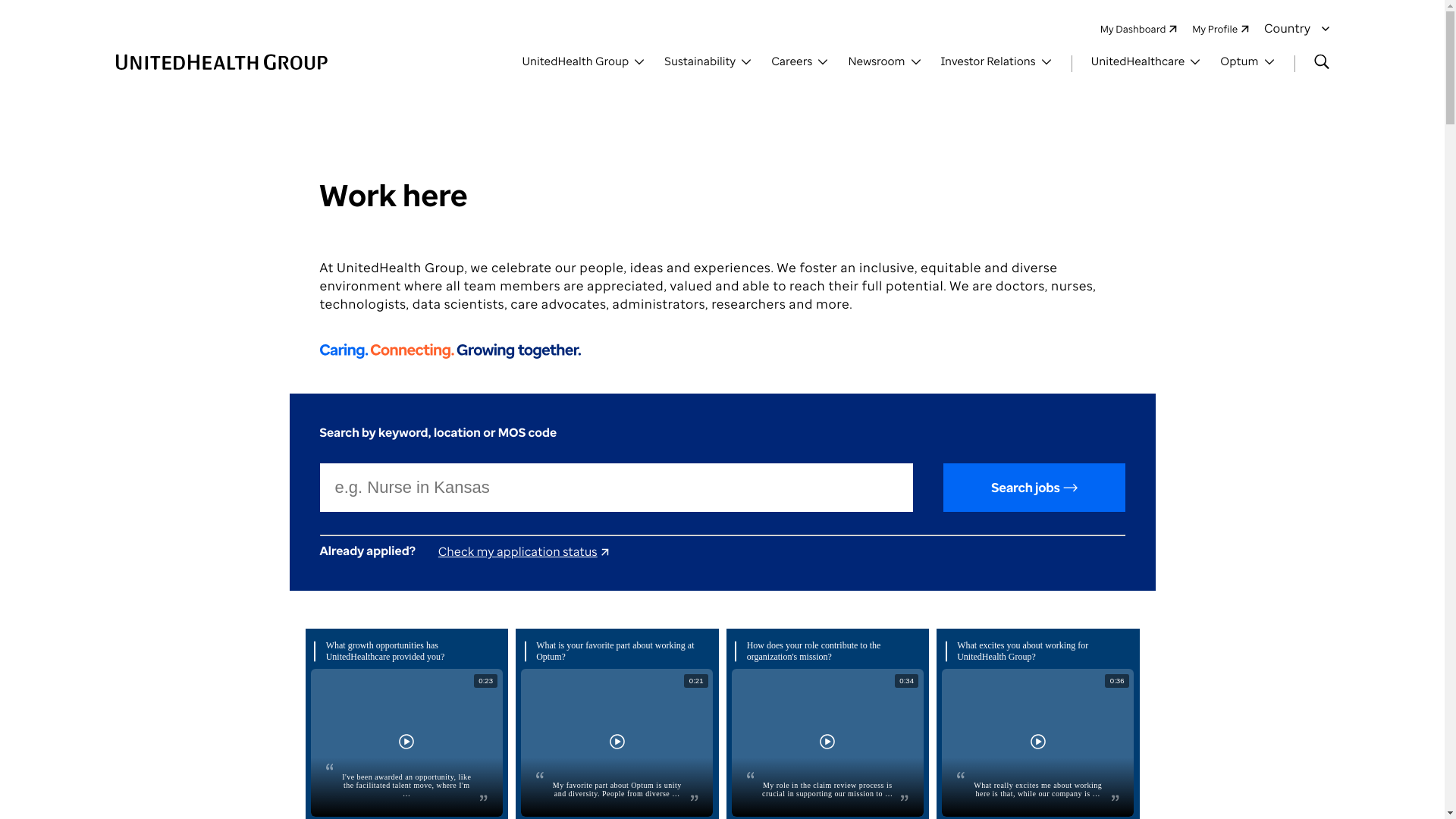 website screenshot of https://www.unitedhealthgroup.com/careers/en/work.html