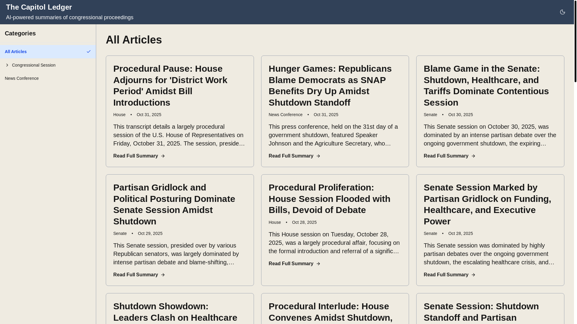 website screenshot of https://thecapitolledger.com/
