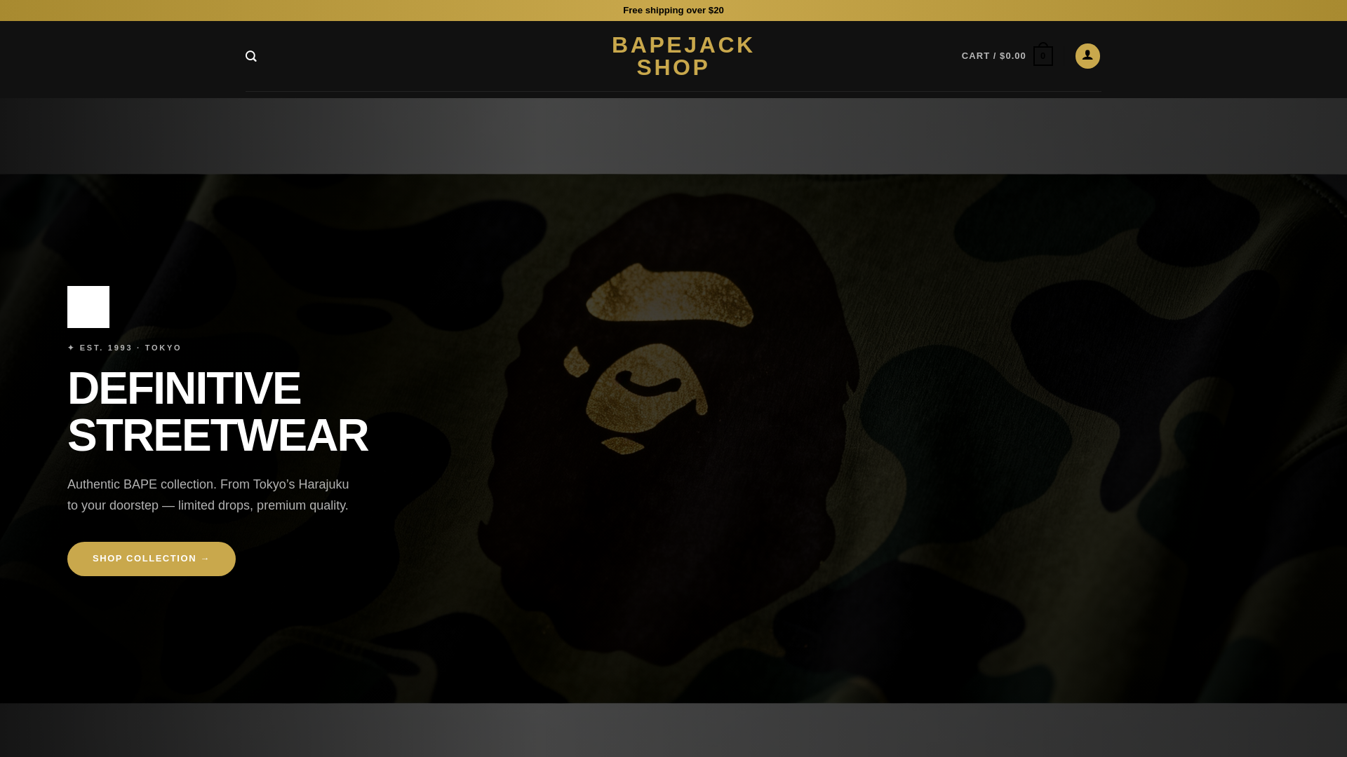 website screenshot of https://bapejack.com/