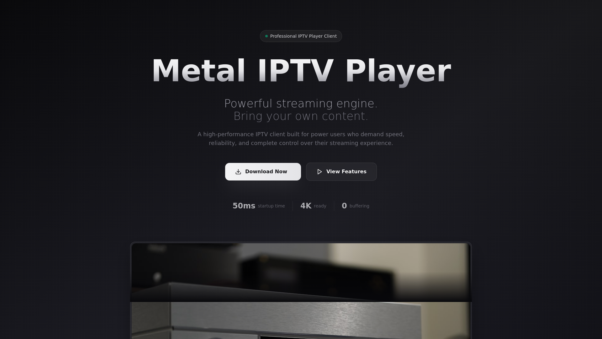 website screenshot of https://metaliptvplayer.com/