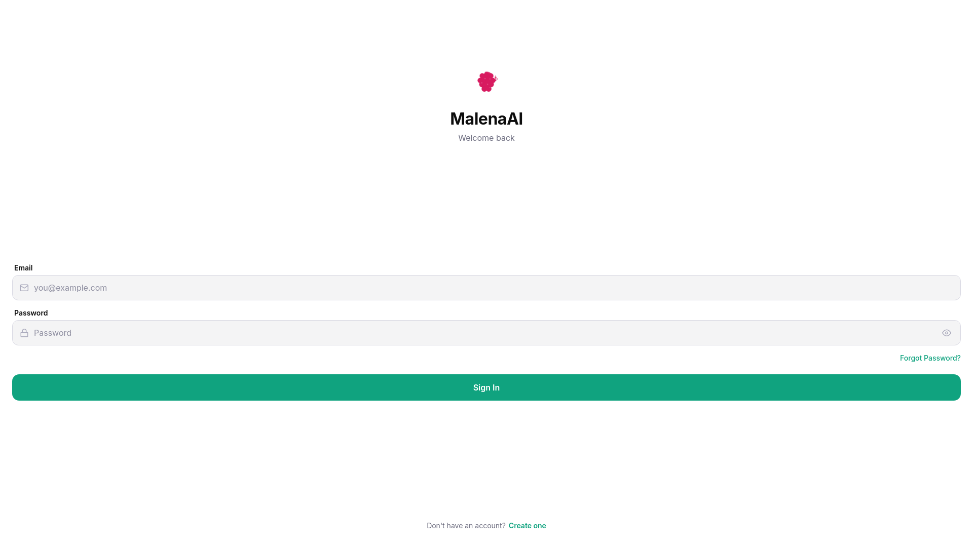 website screenshot of https://malenaai.com/