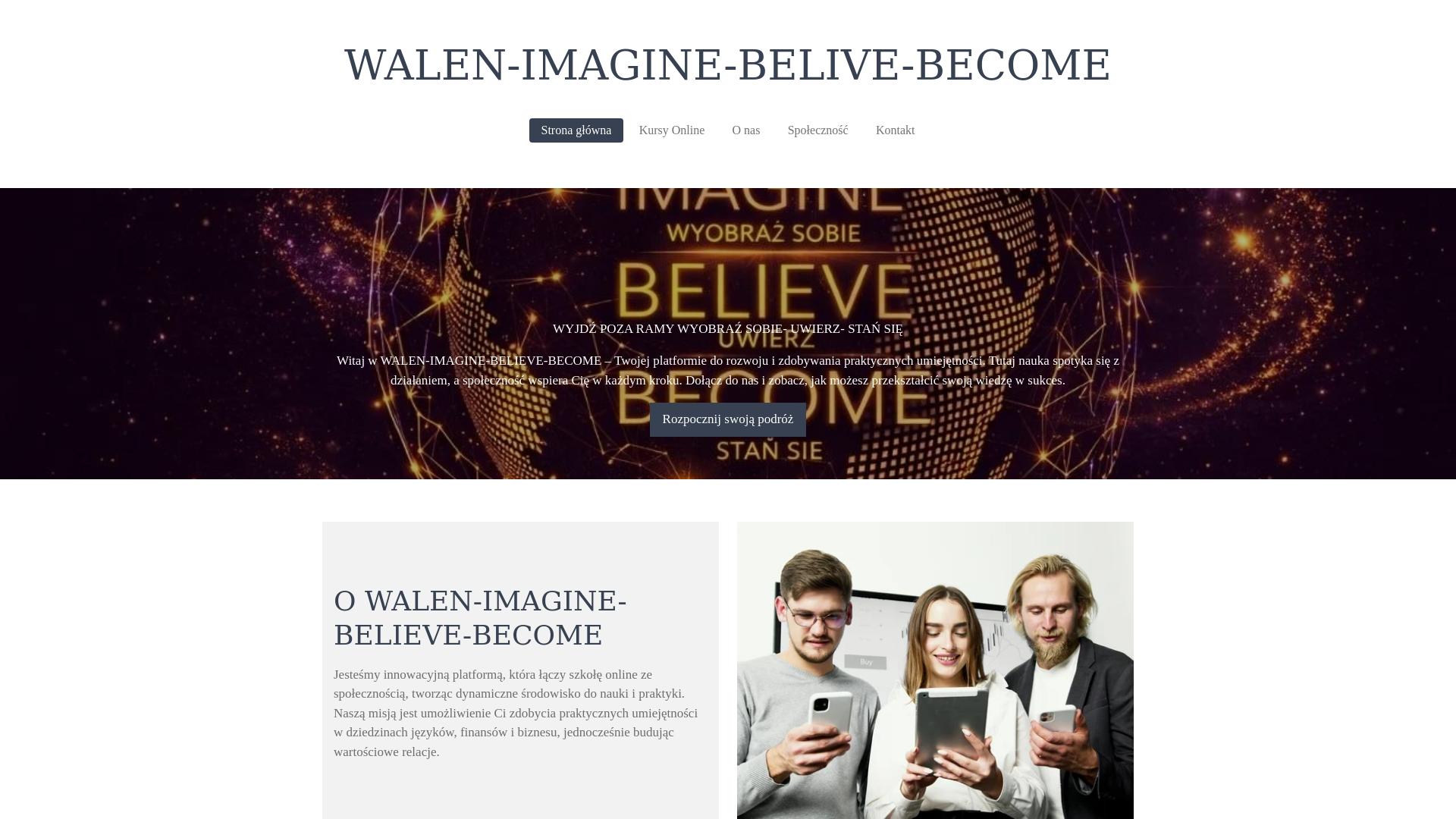 website screenshot of https://walen-imagine-belive-become.pl/