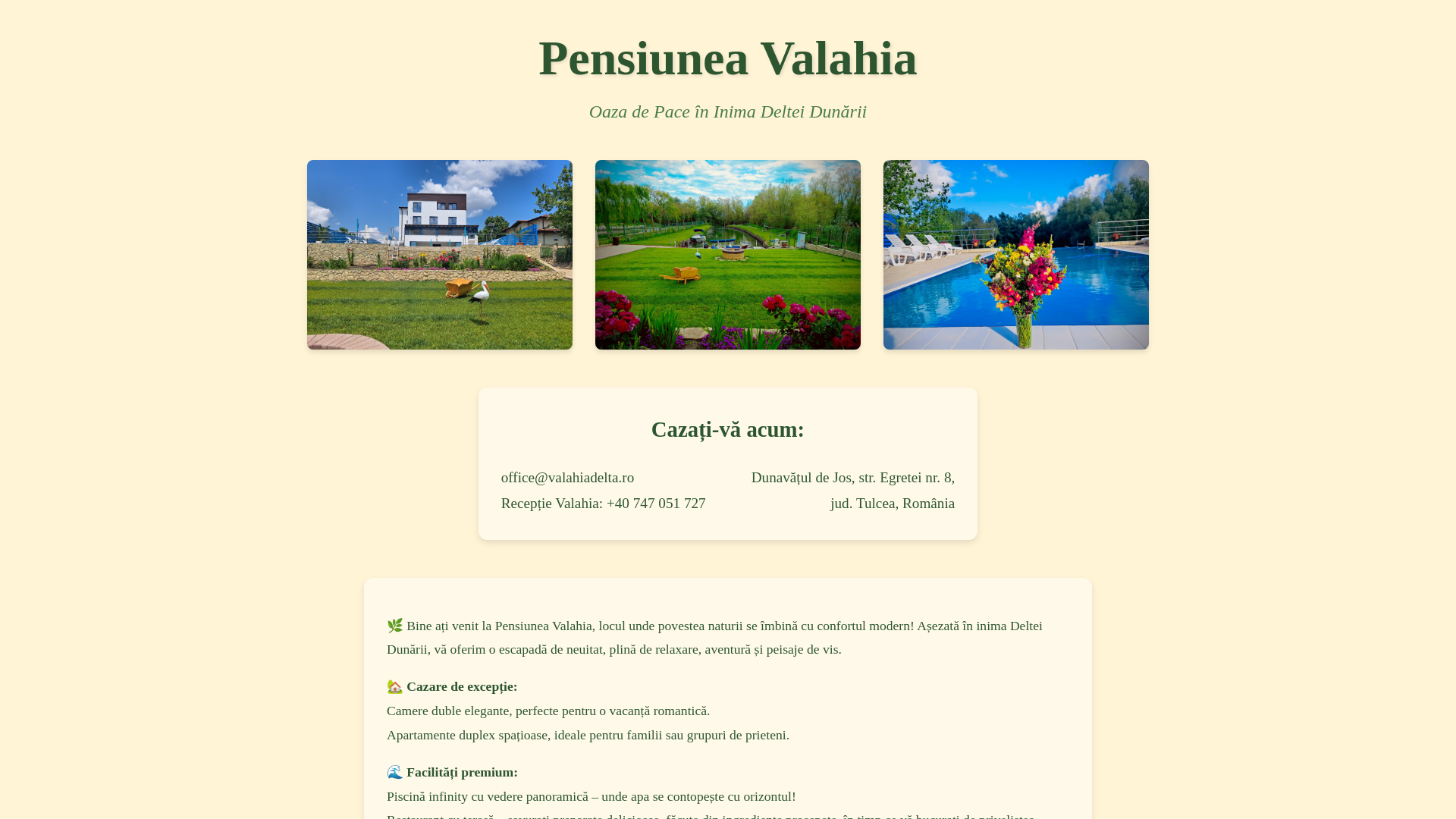 website screenshot of https://valahiadelta.ro/