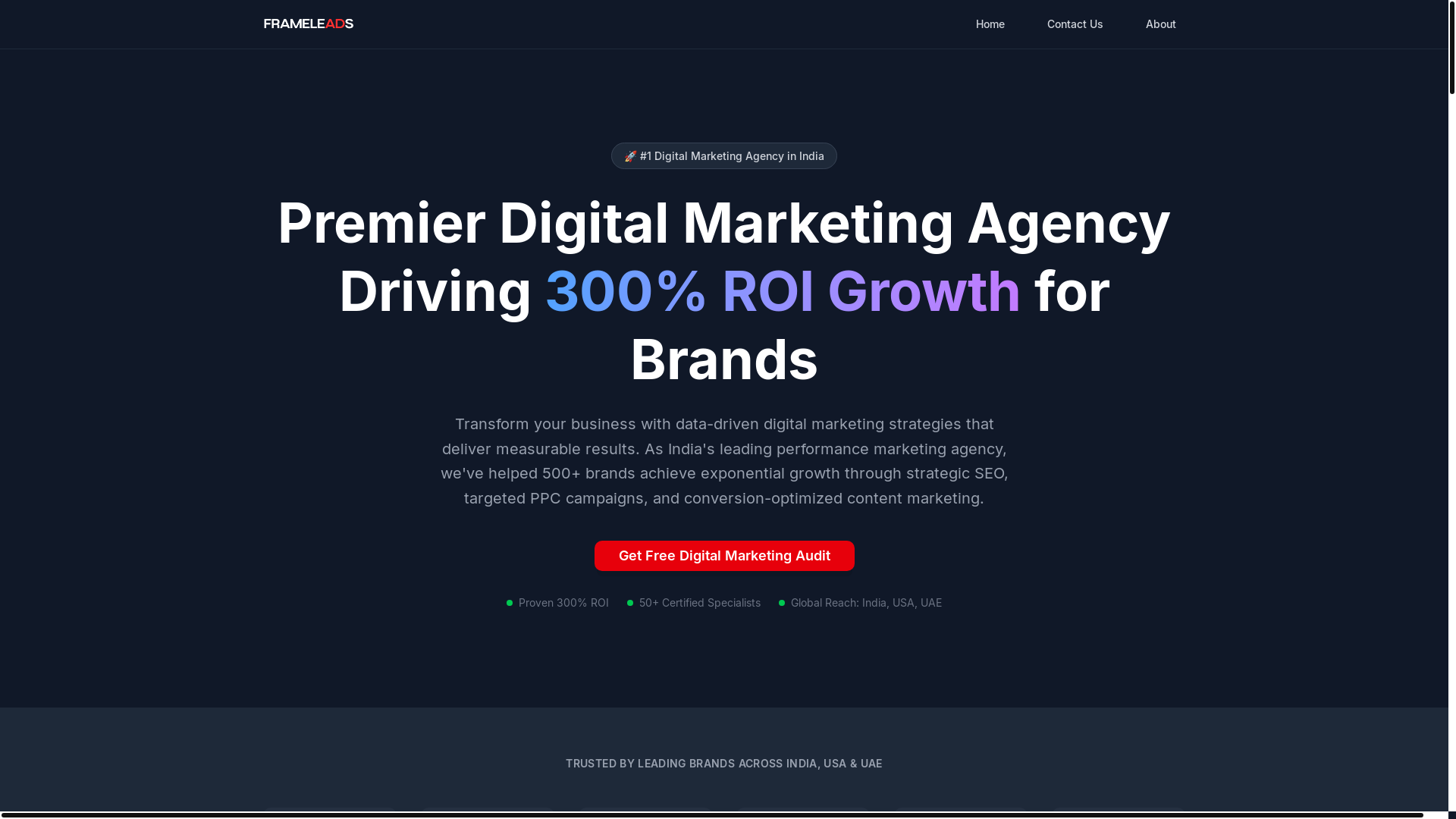 website screenshot of https://frameleads-marketing.pages.dev/