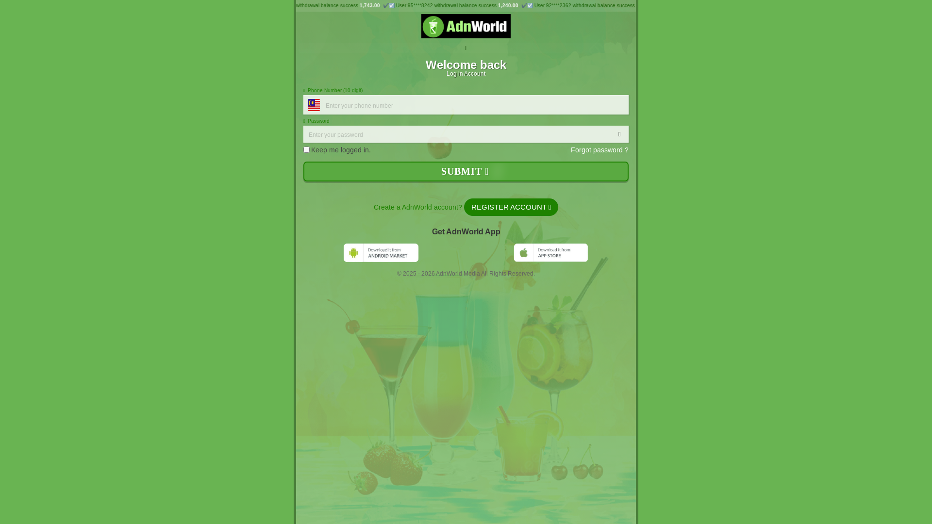 website screenshot of https://adnworld.top/