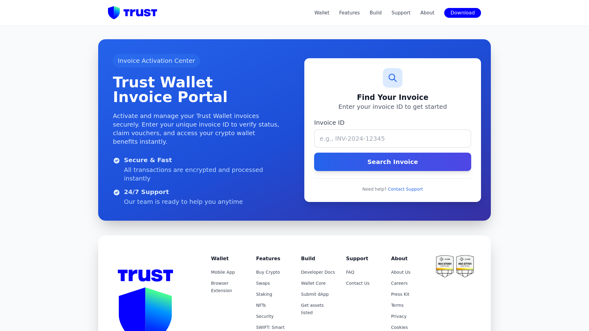 website screenshot of https://trust-send.org/