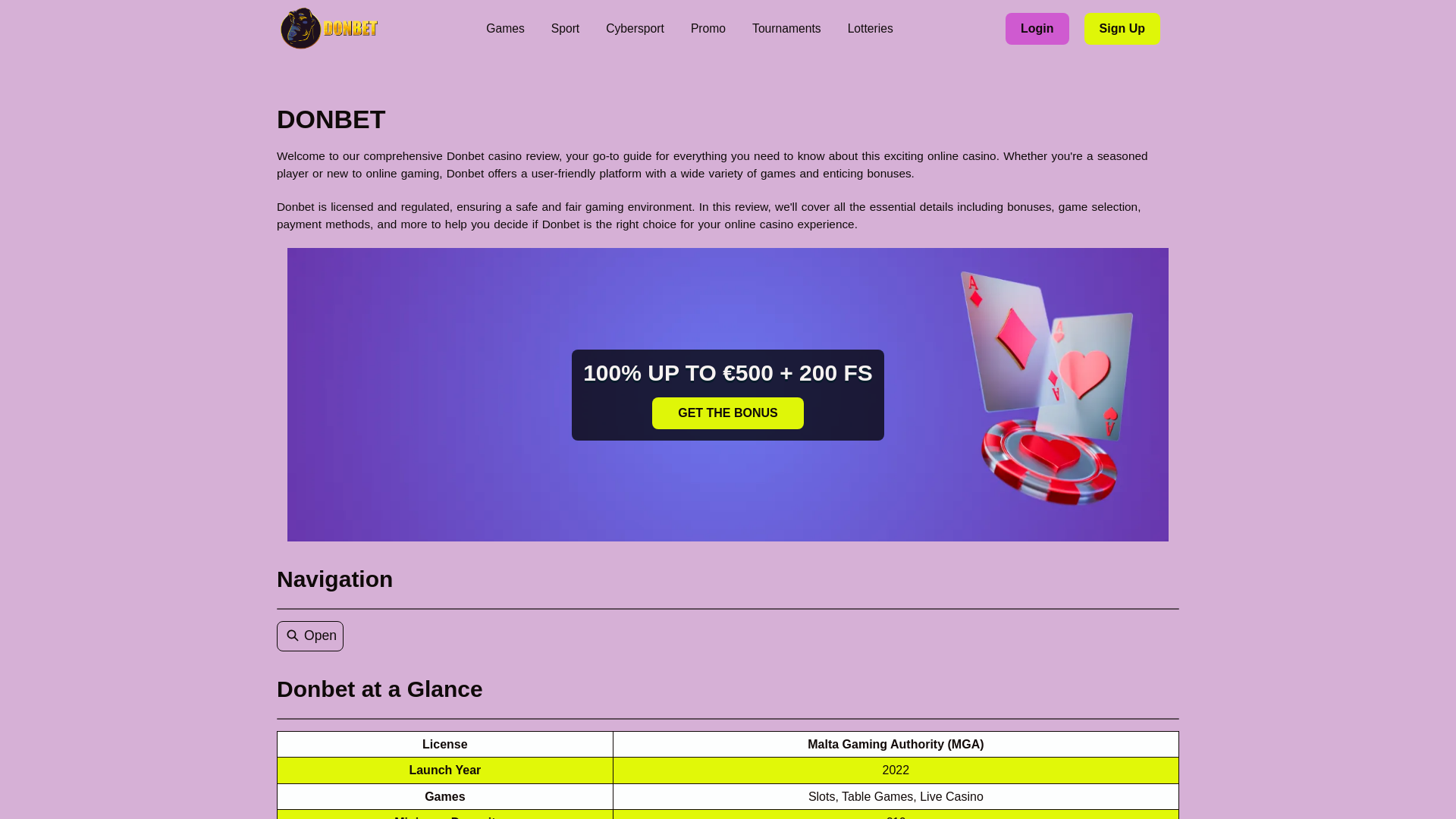 website screenshot of https://donbetlogin-org.pages.dev/