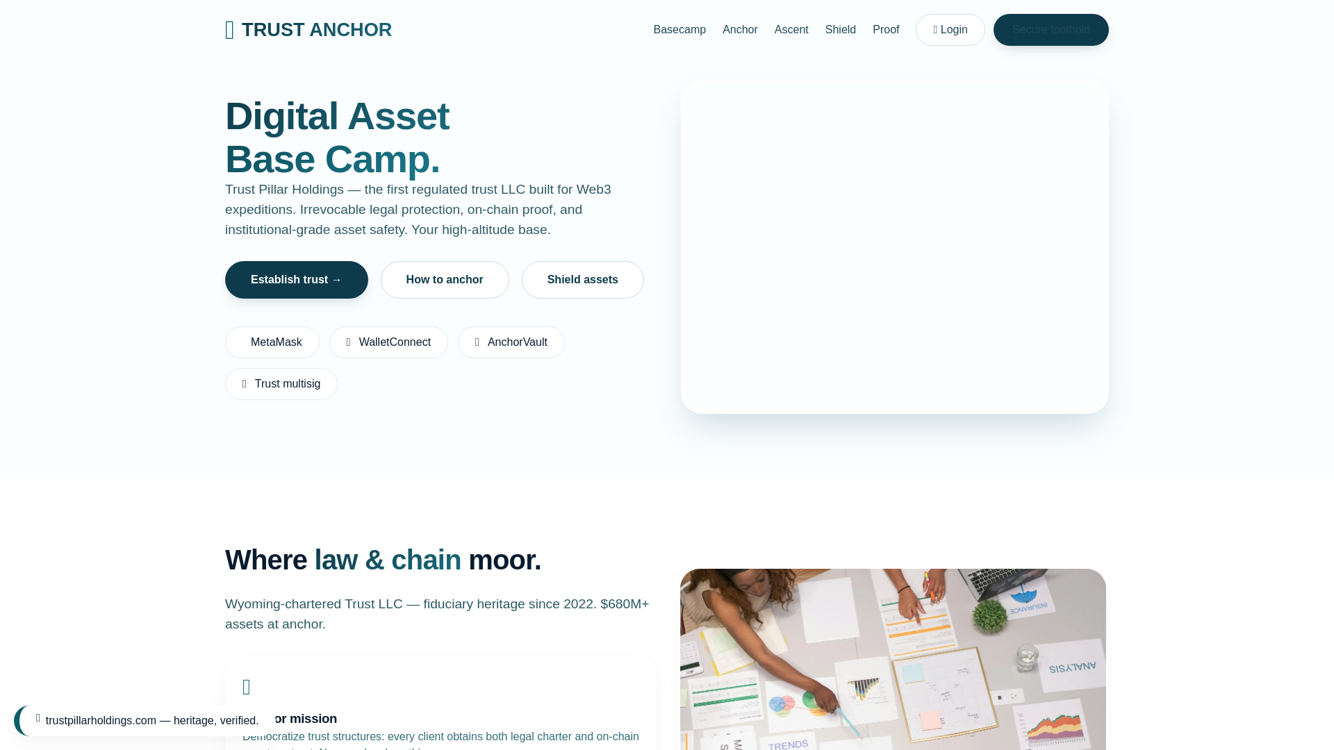website screenshot of https://app.trustpillarholdings.com/