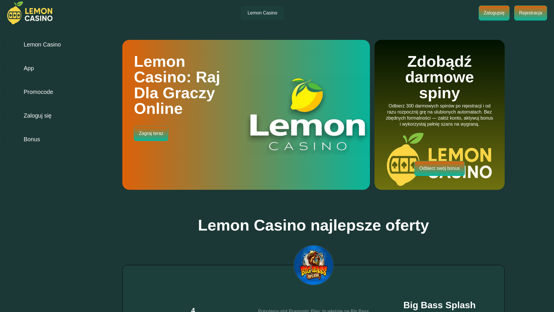 website screenshot of https://lemon-casino-polska.ink/