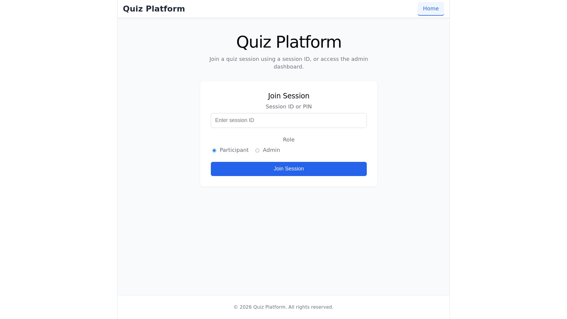 website screenshot of https://quiz-platform-8yk.pages.dev/