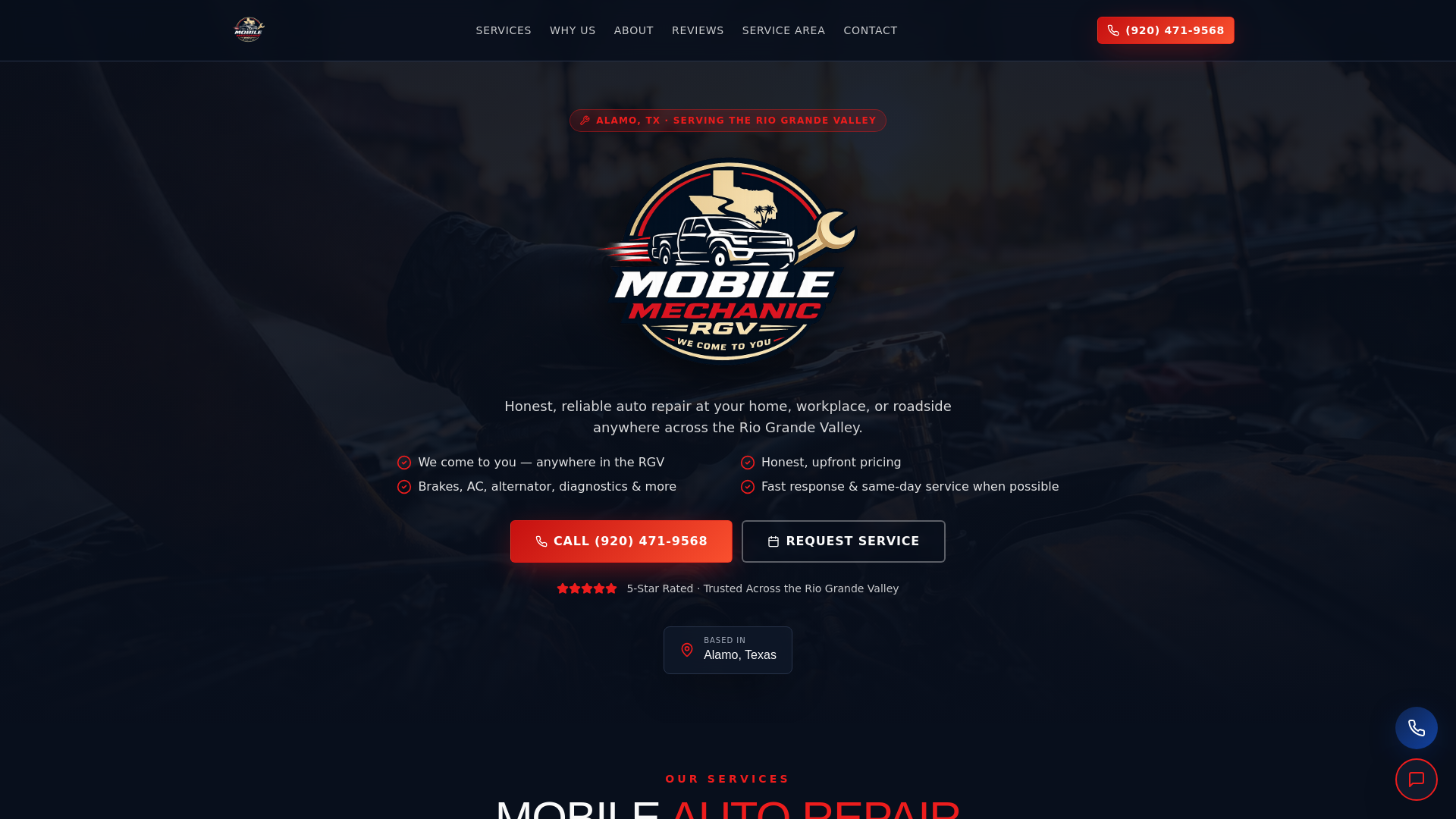 website screenshot of https://mobilemechanicrgv.pages.dev/