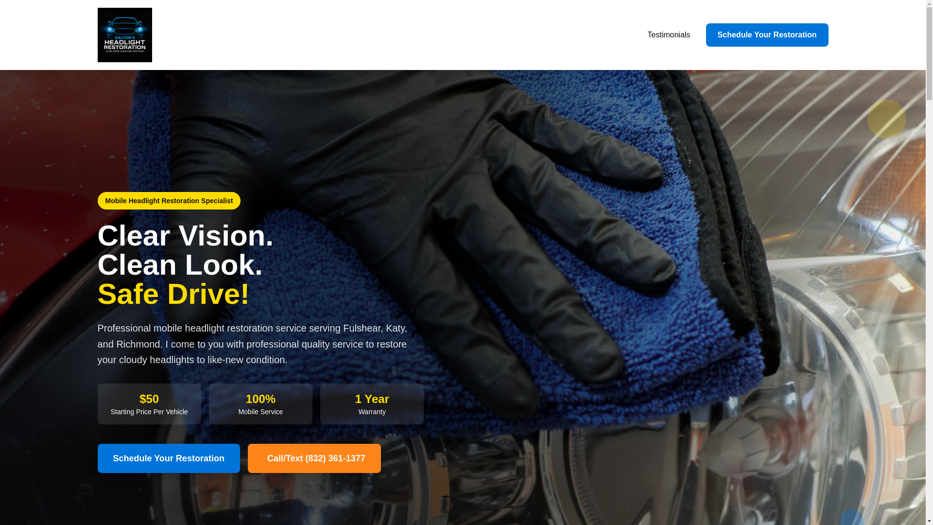website screenshot of https://daltonsheadlightrestoration.com/