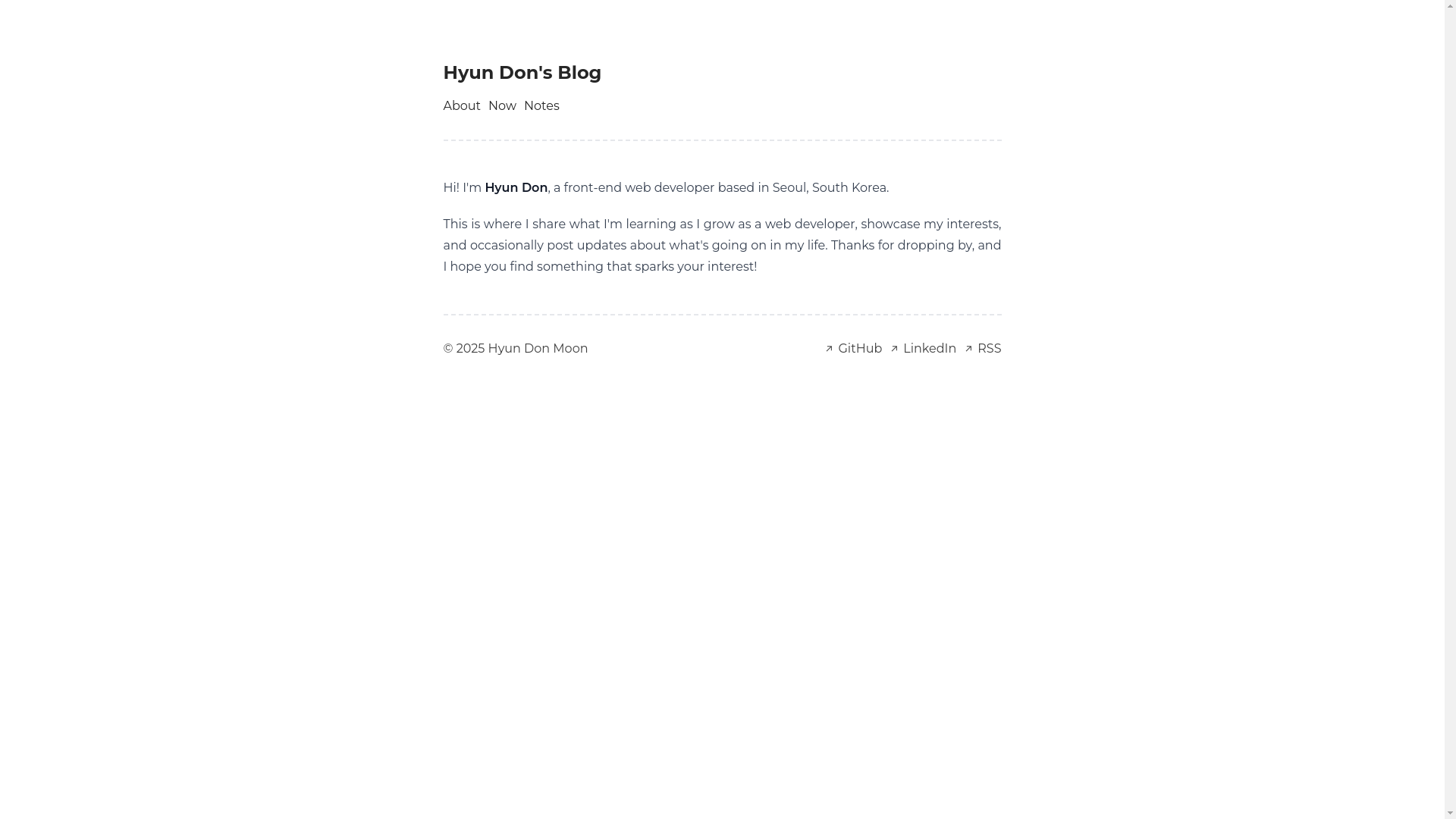 website screenshot of https://hyundon-dev.pages.dev/