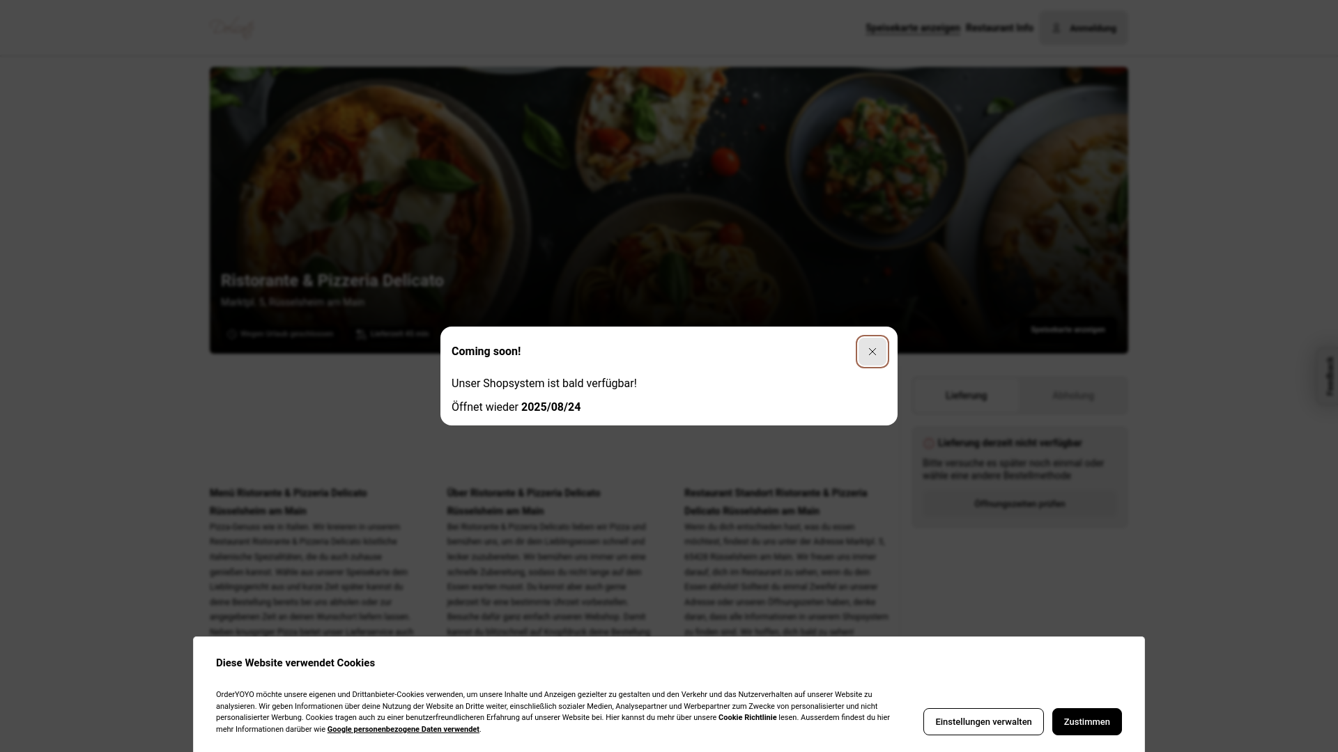 website screenshot of https://ristorante-delicato.de/