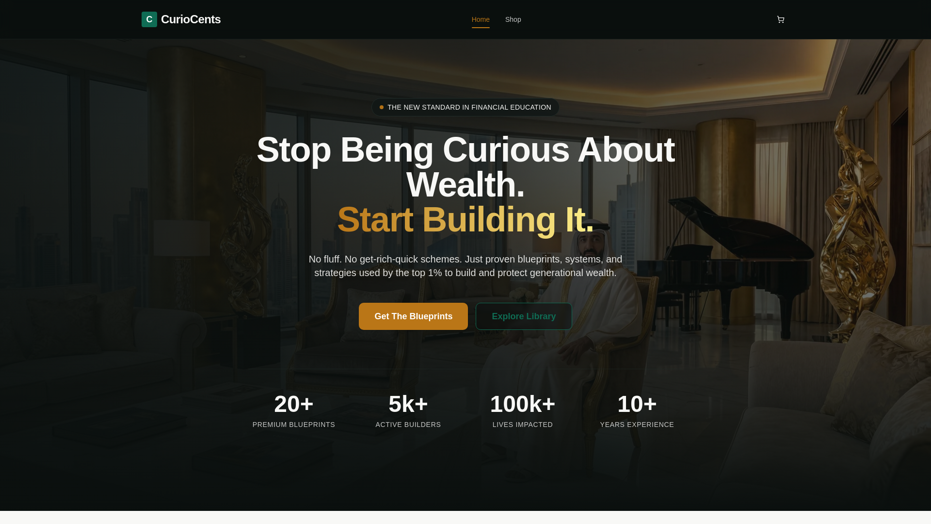 website screenshot of https://curiocents.com/