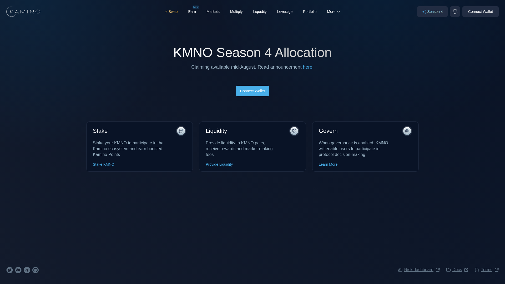 website screenshot of https://allocationkamino.finance/