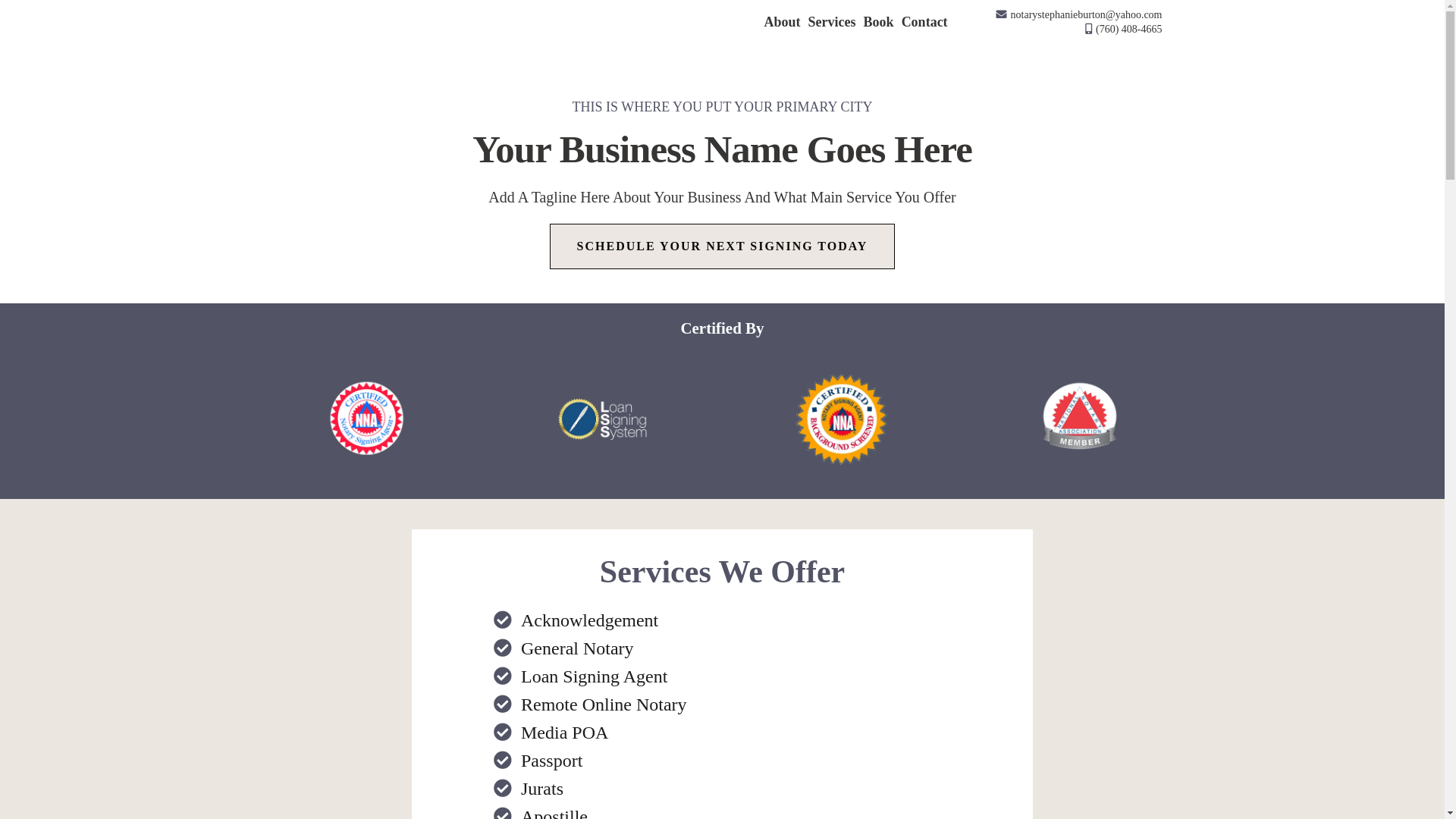 website screenshot of https://stephaniealeenotary.com/