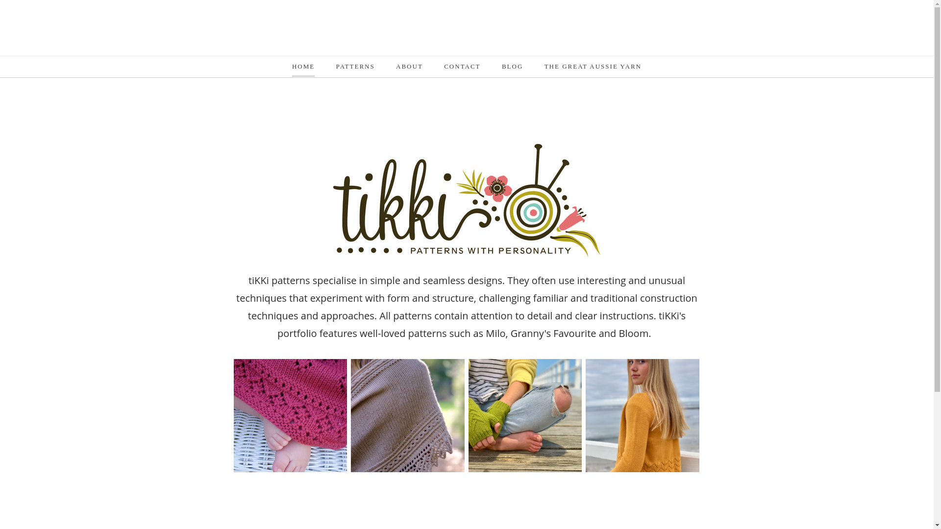 website screenshot of https://tikkiknits.com.au/