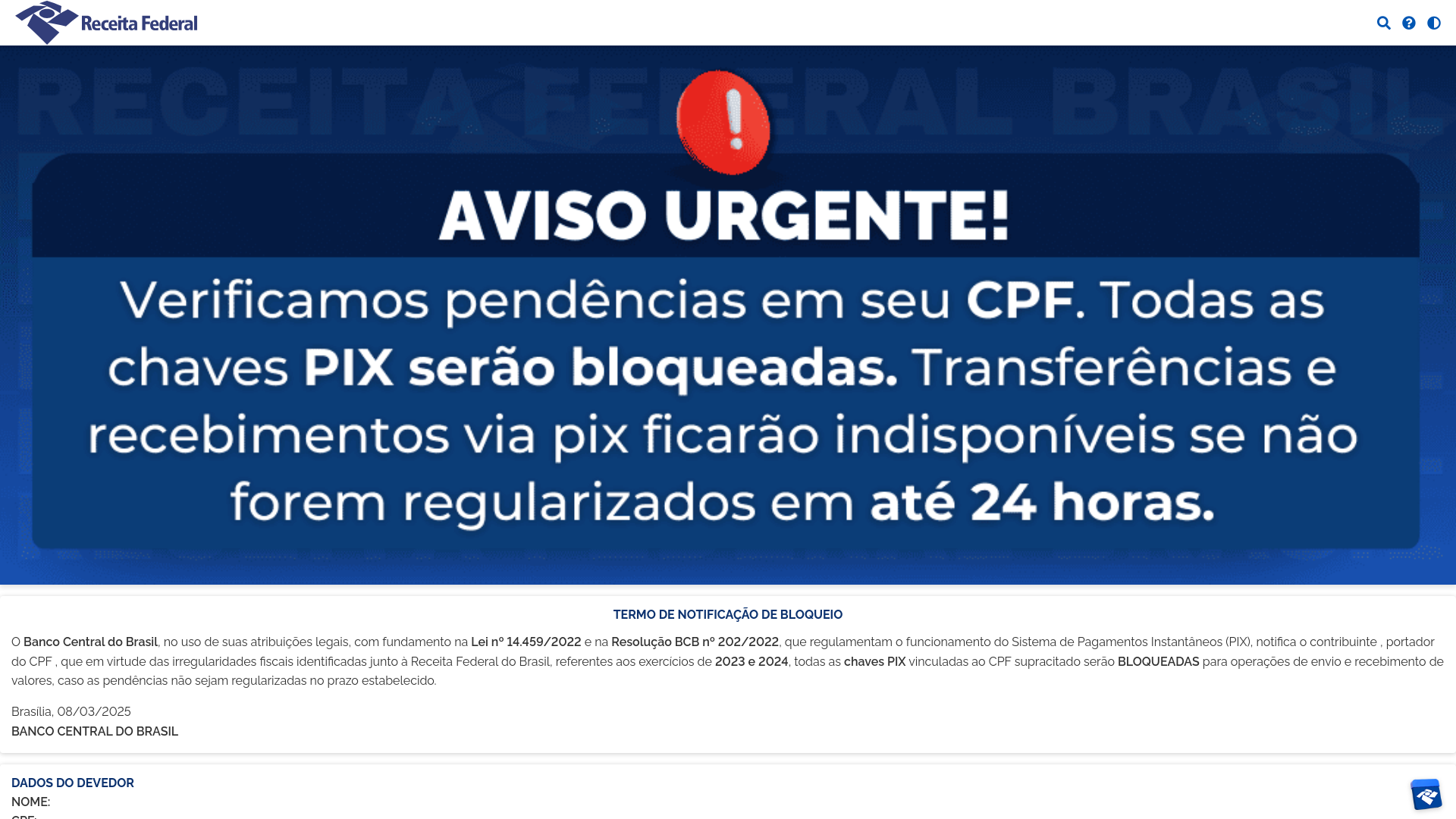 website screenshot of https://pag-receita.shop