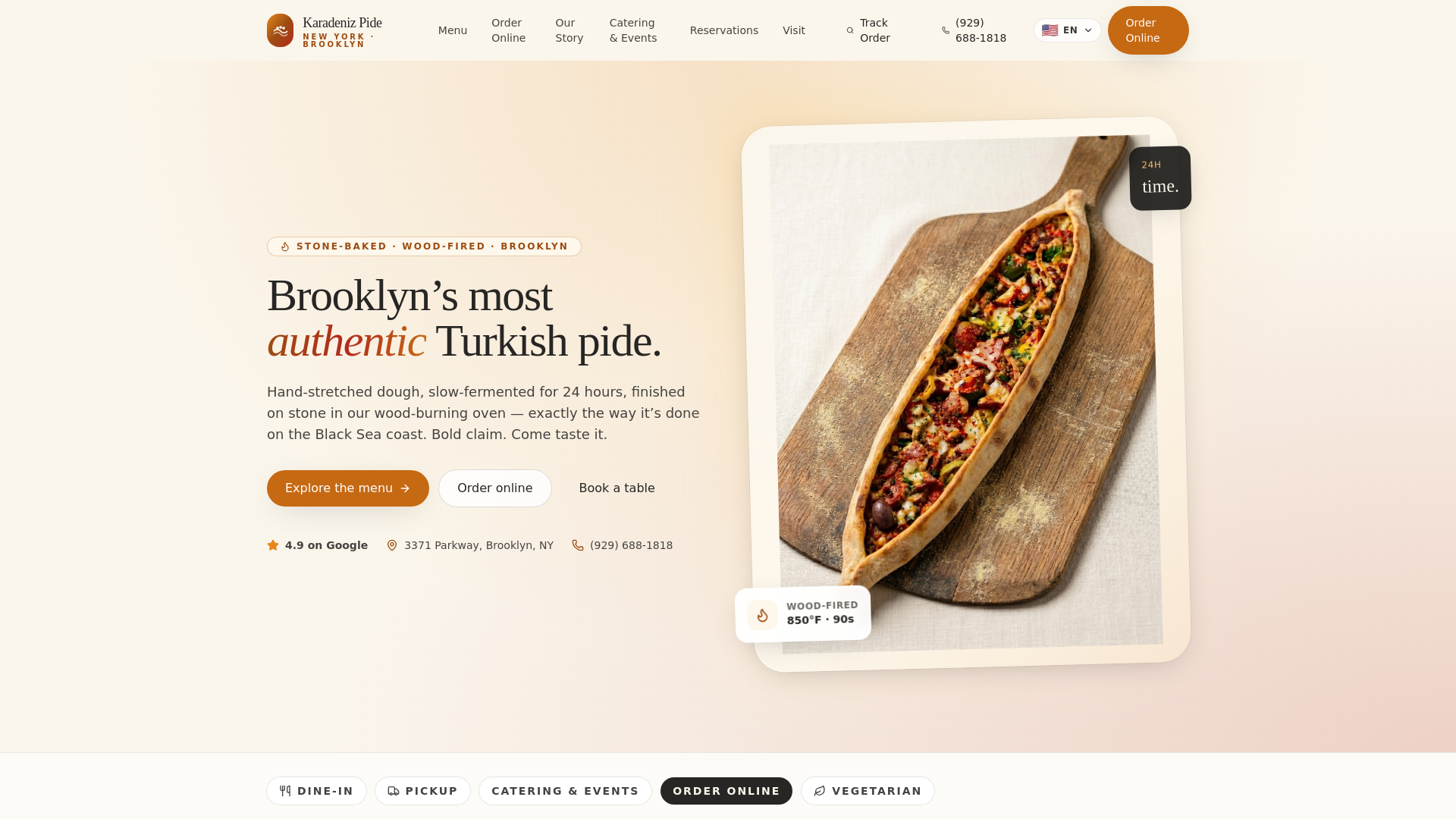 website screenshot of https://karadenizpideny.com/