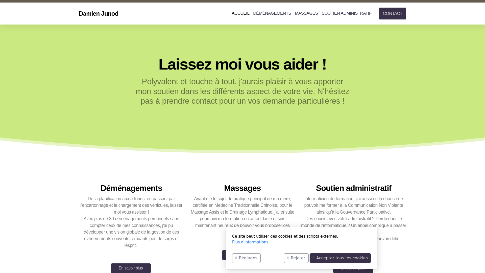 website screenshot of https://damienjunod.ch/