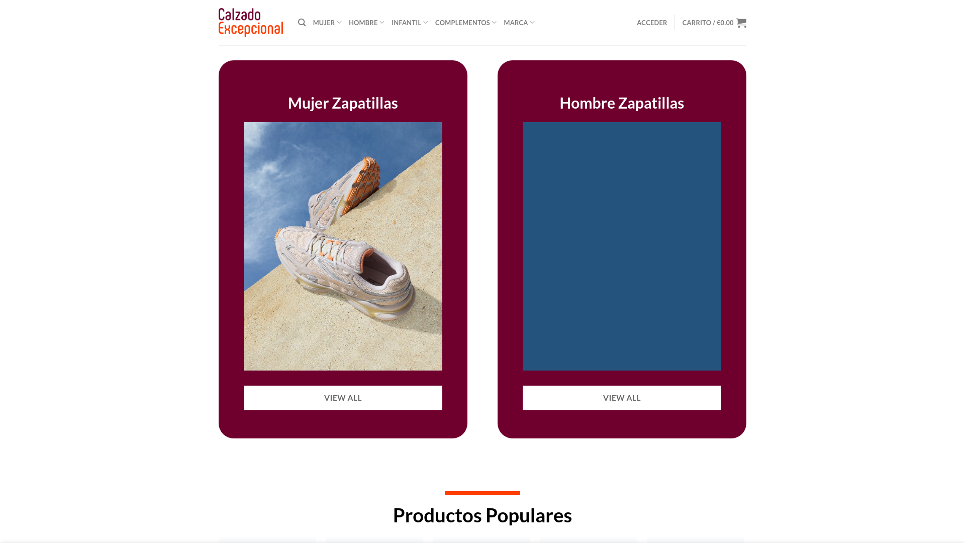 website screenshot of https://calzadoexcepcional.com/