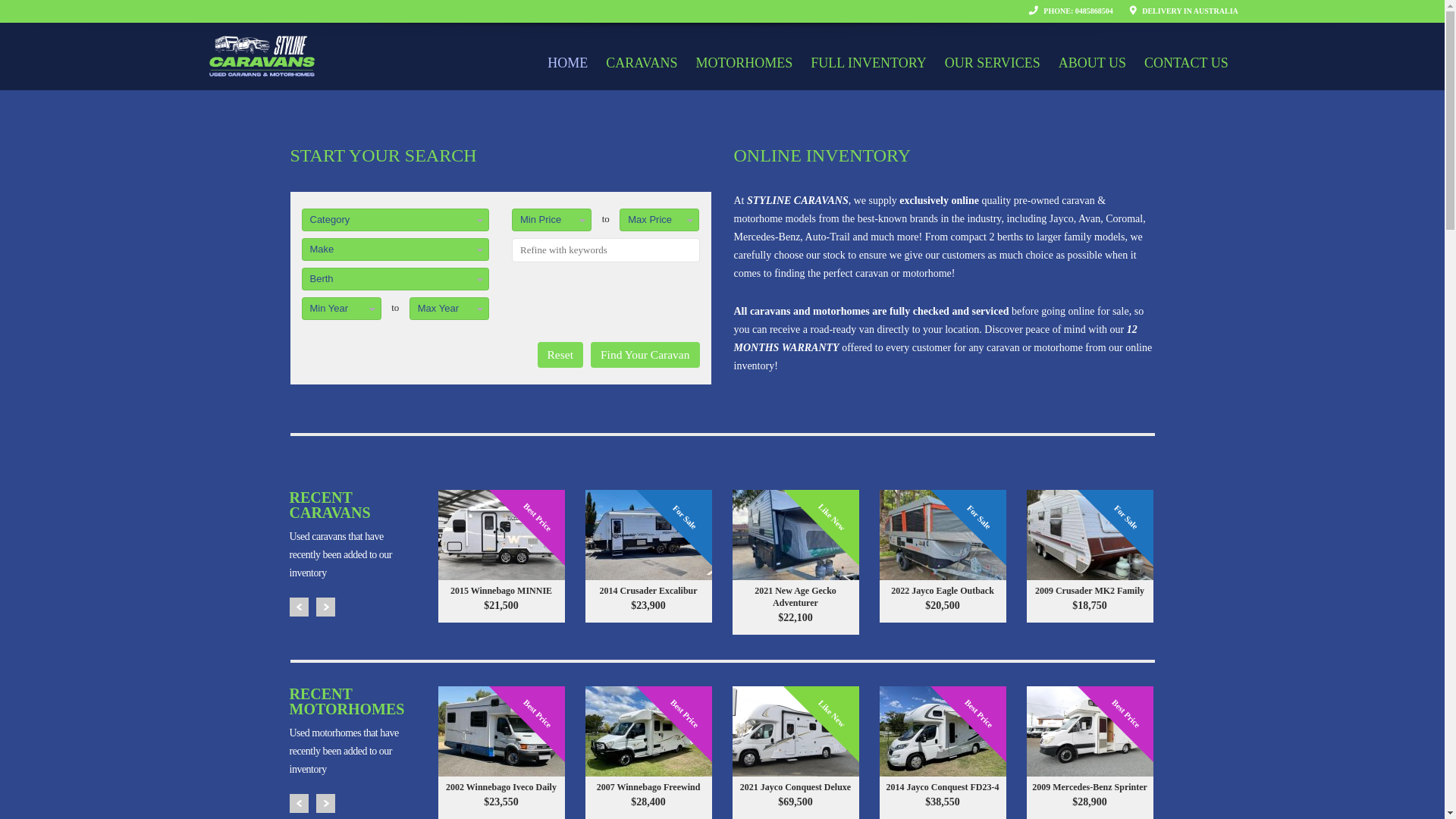 website screenshot of https://stylinecaravans.su/
