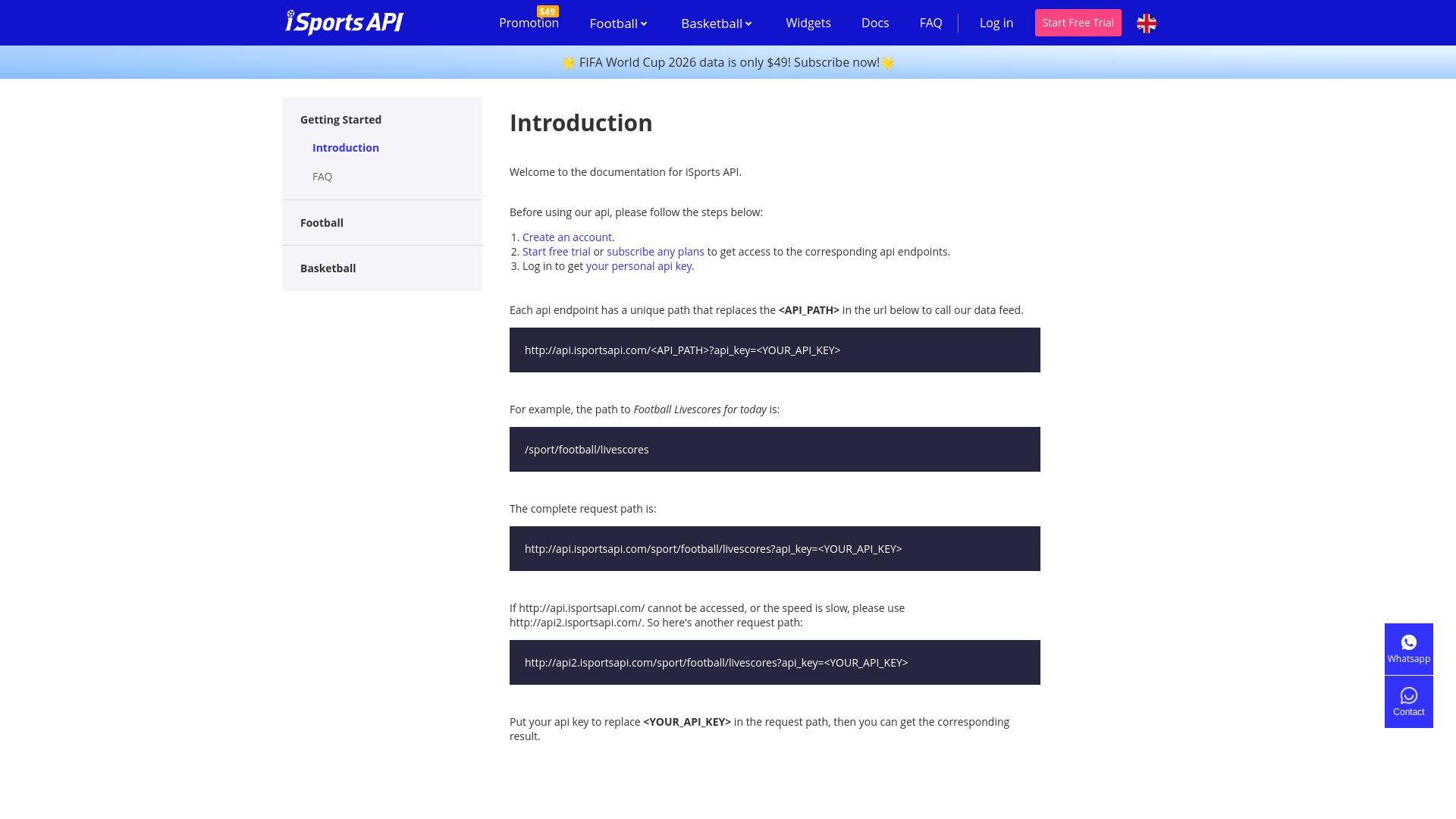website screenshot of https://www.isportsapi.com/docs.html?lang=en