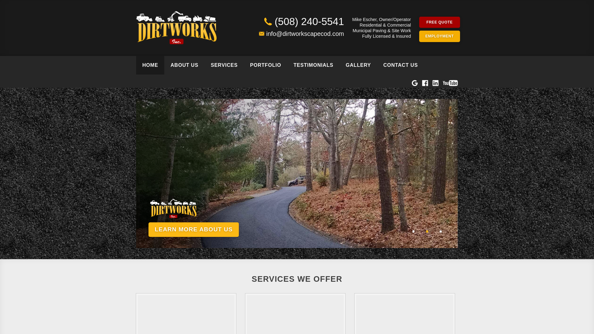 website screenshot of https://mcedirtworkspaving.com/