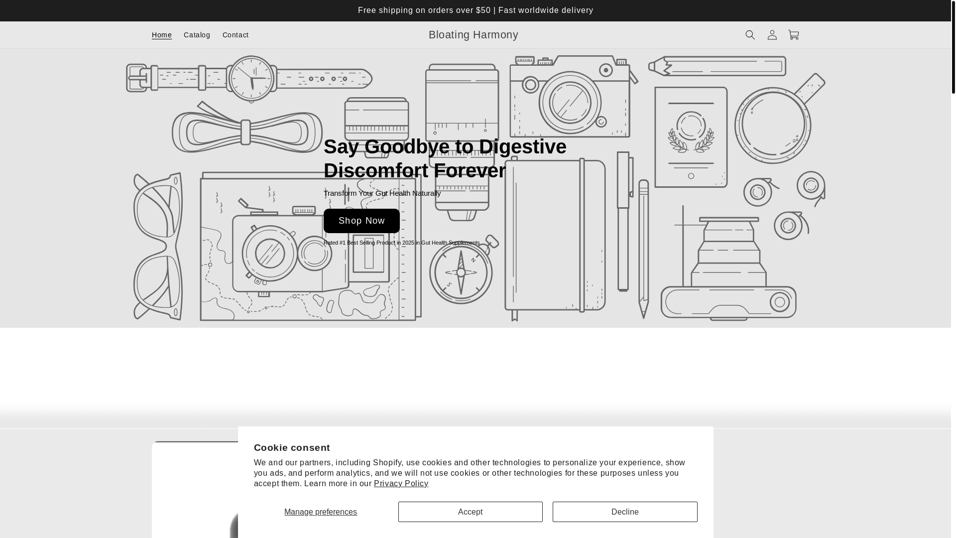 website screenshot of https://bloatingharmony.com/