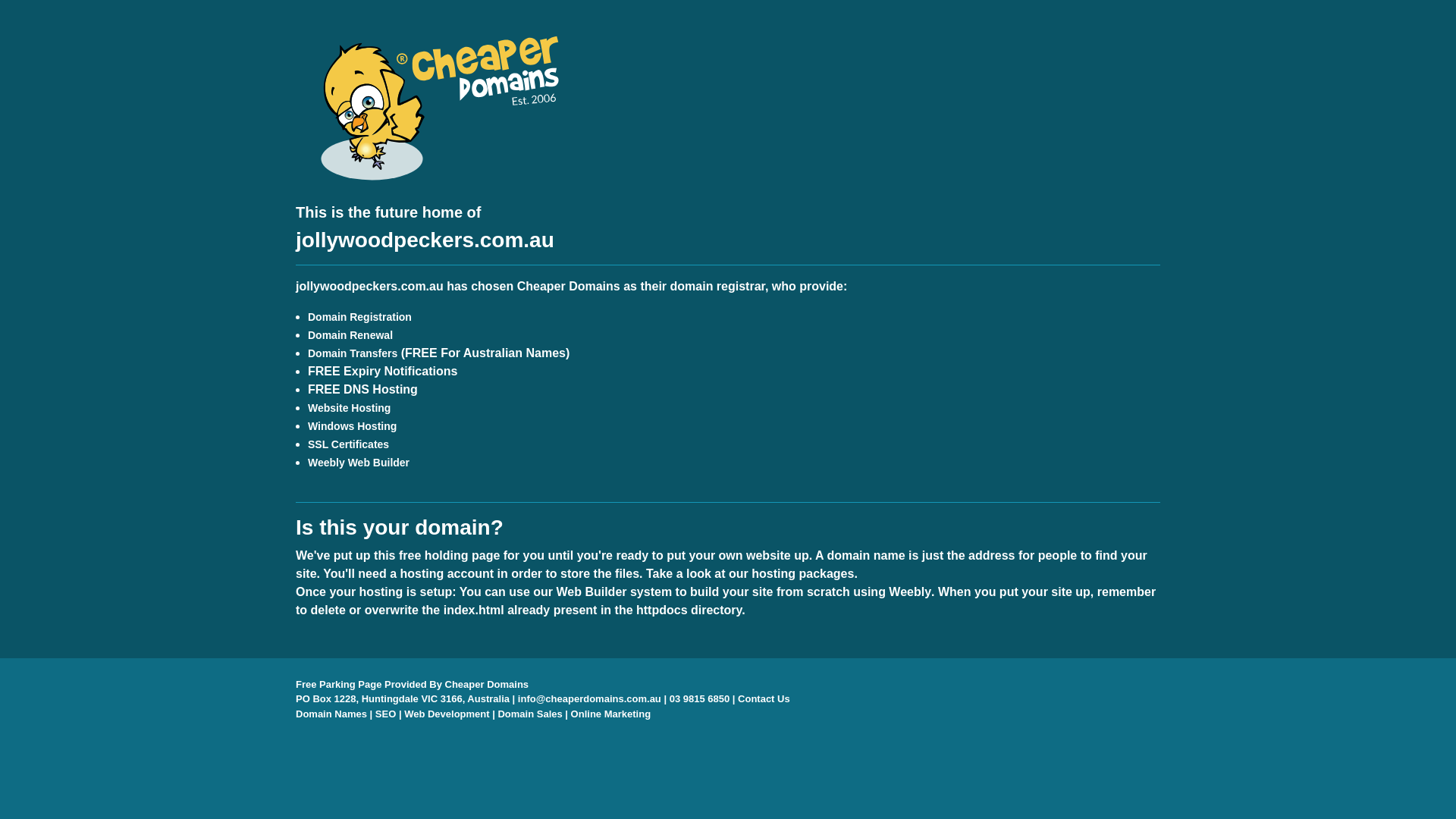 website screenshot of https://jollywoodpeckers.com.au/