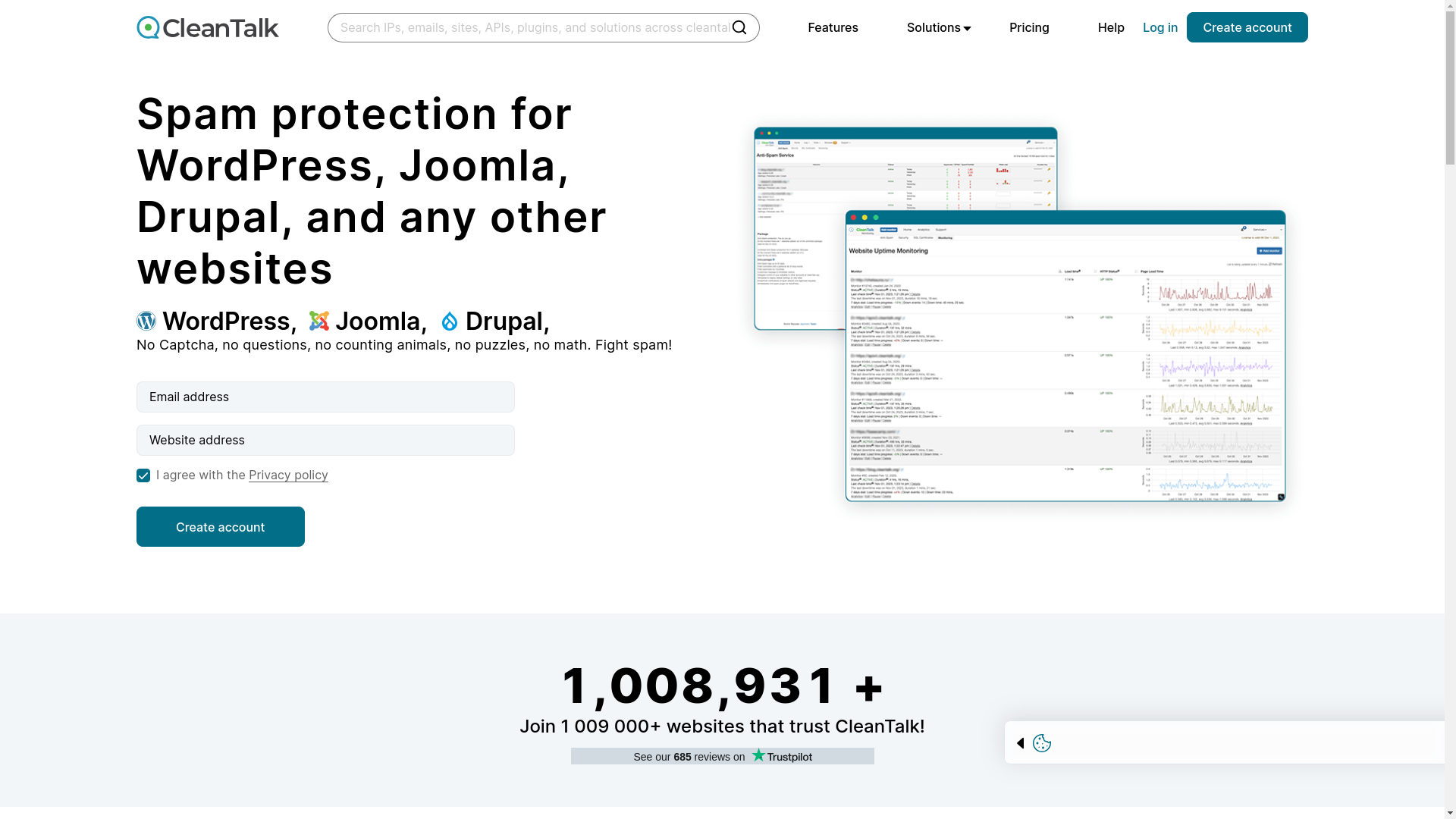 website screenshot of https://cleantalk.org