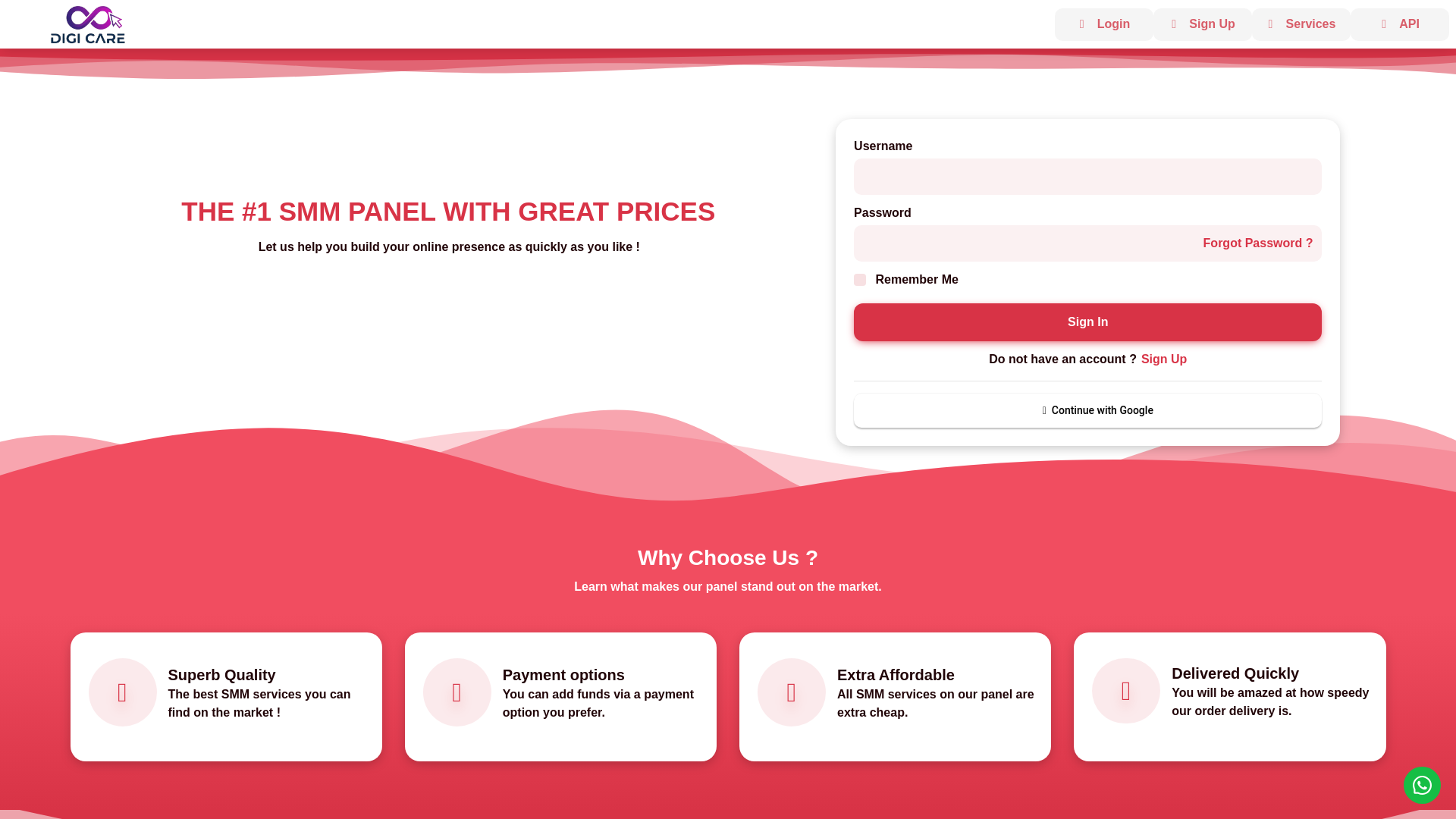 website screenshot of https://smmdashboard.online/