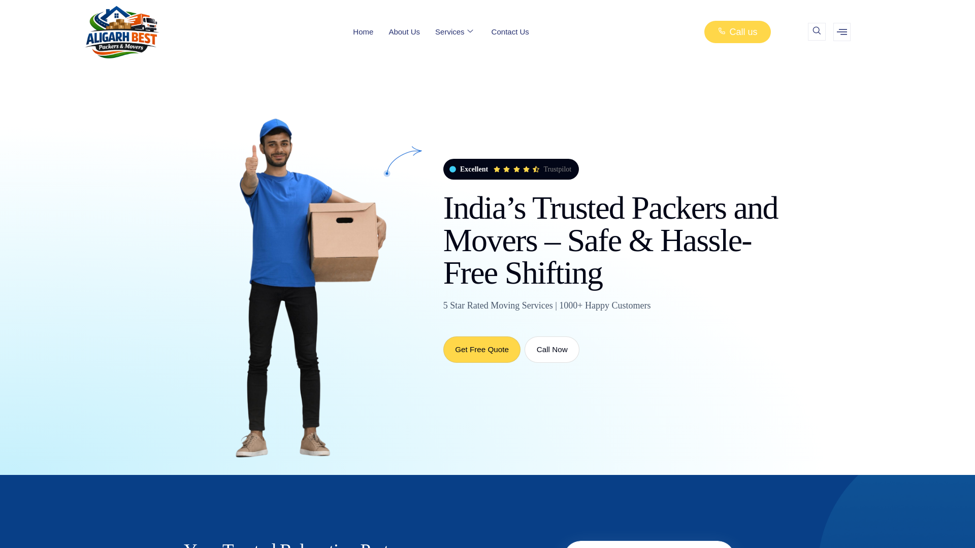website screenshot of https://aligarhbestpackersandmovers.online/