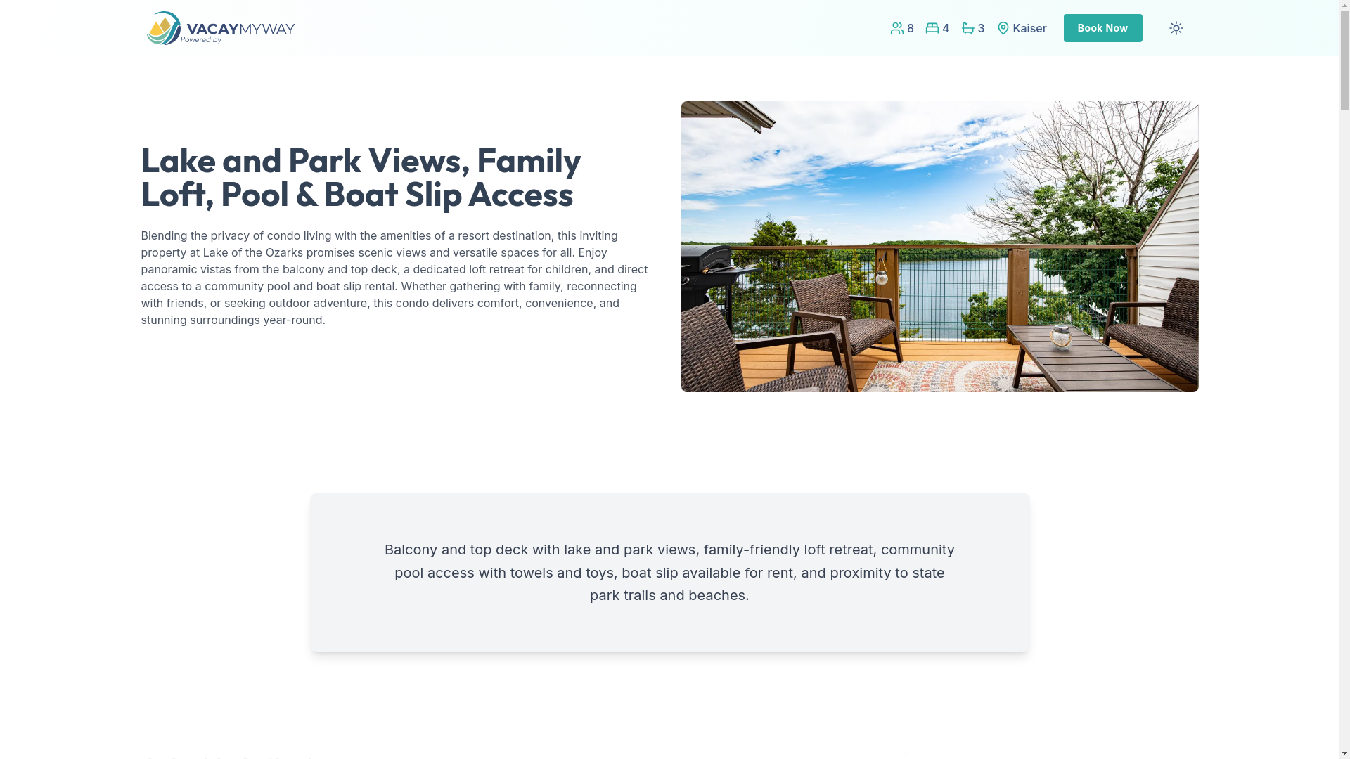 website screenshot of https://serenekaiser.vacations/