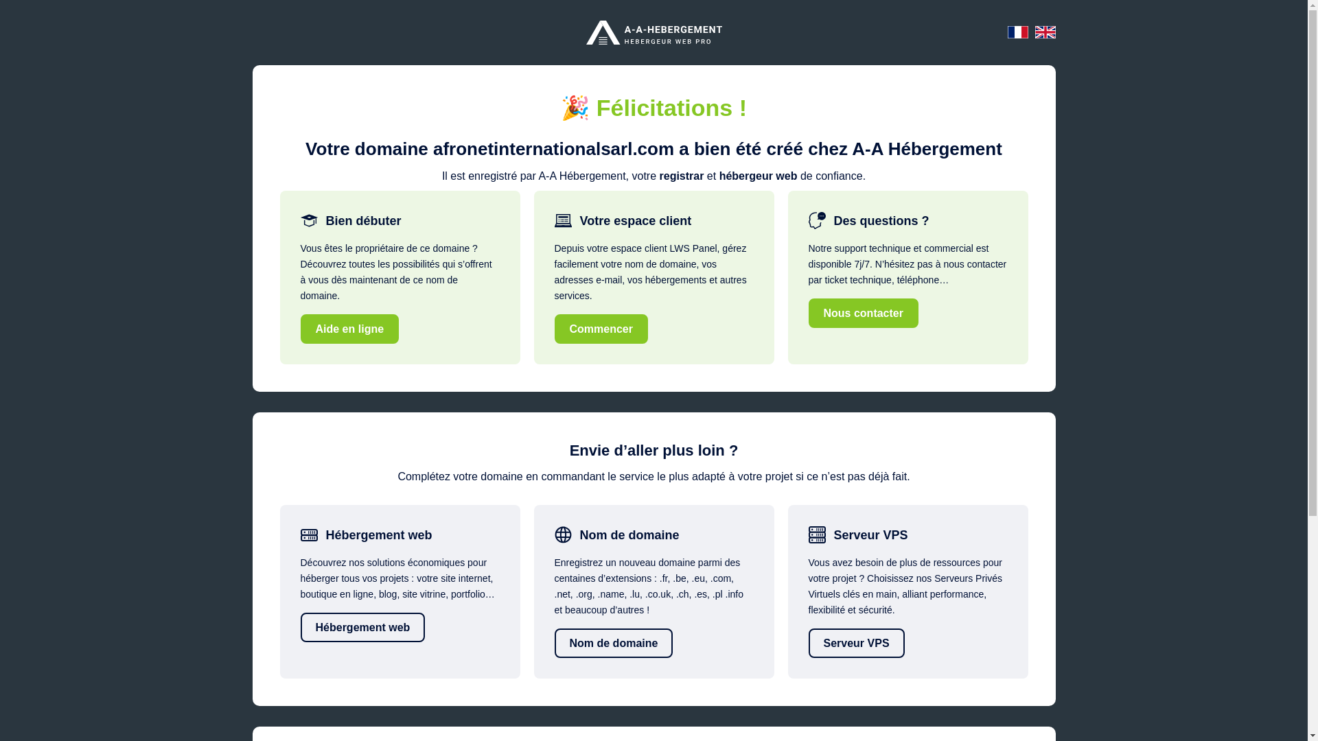 website screenshot of https://afronetinternationalsarl.com/