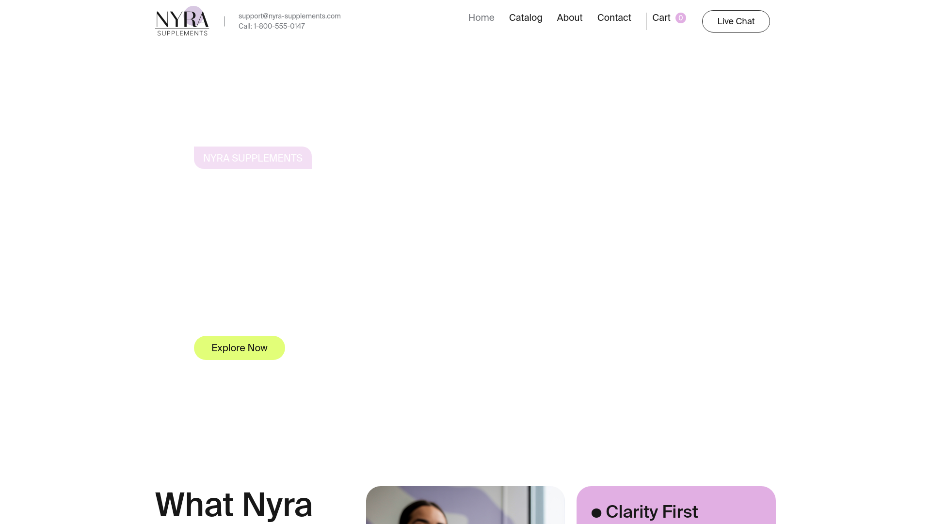 website screenshot of https://nyra-supplements.com