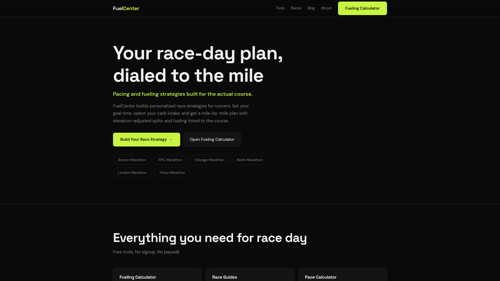 website screenshot of https://fuelcenter.co