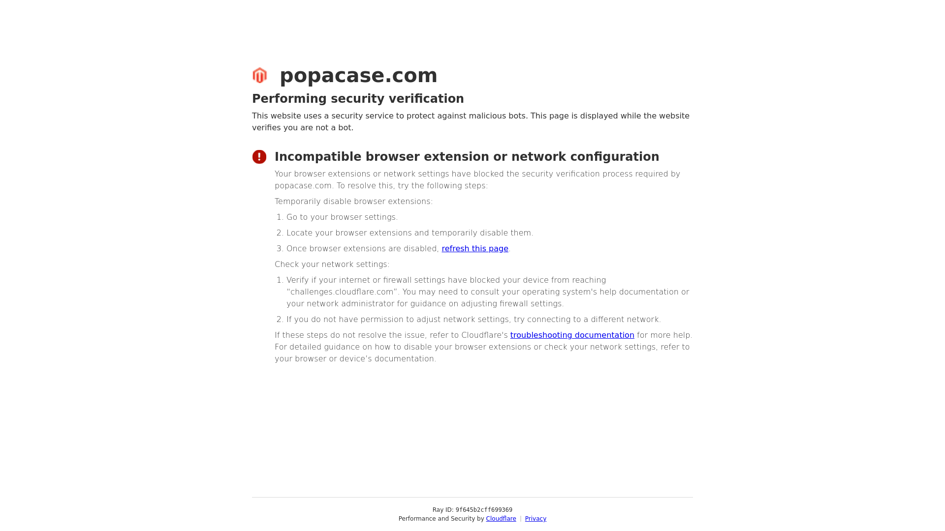 website screenshot of https://popacase.com