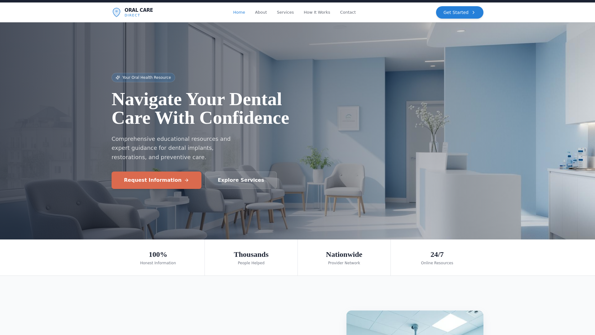 website screenshot of https://oralcaredirect.com