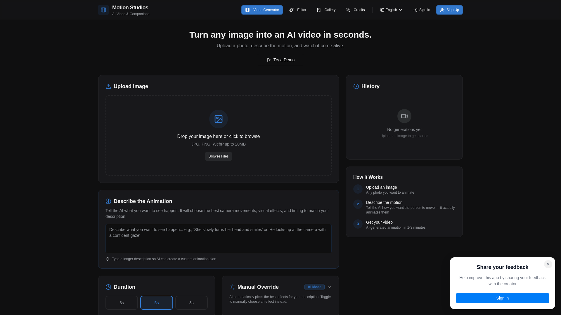 website screenshot of https://visionmotion.video/
