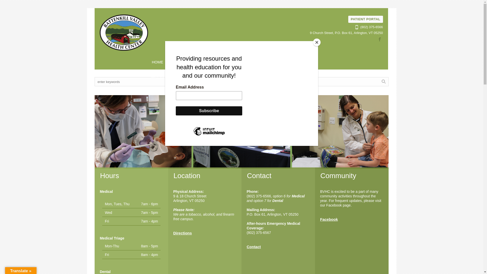 website screenshot of https://www.battenkillvalleyhealthcenter.org/